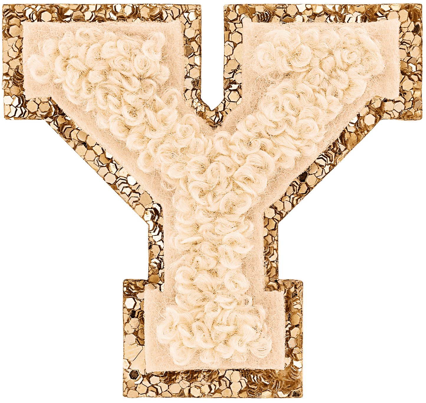 Sand Mini Glitter Varsity Letter Patch