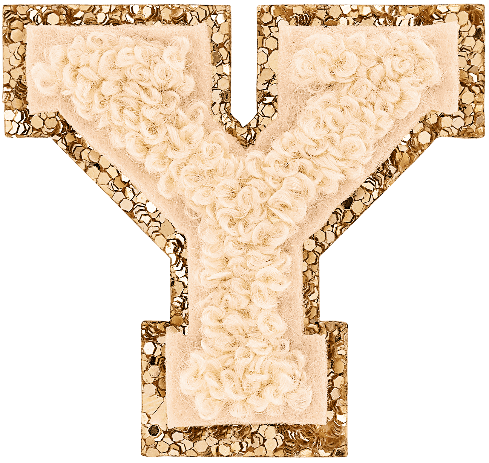 Sand Mini Glitter Varsity Letter Patch