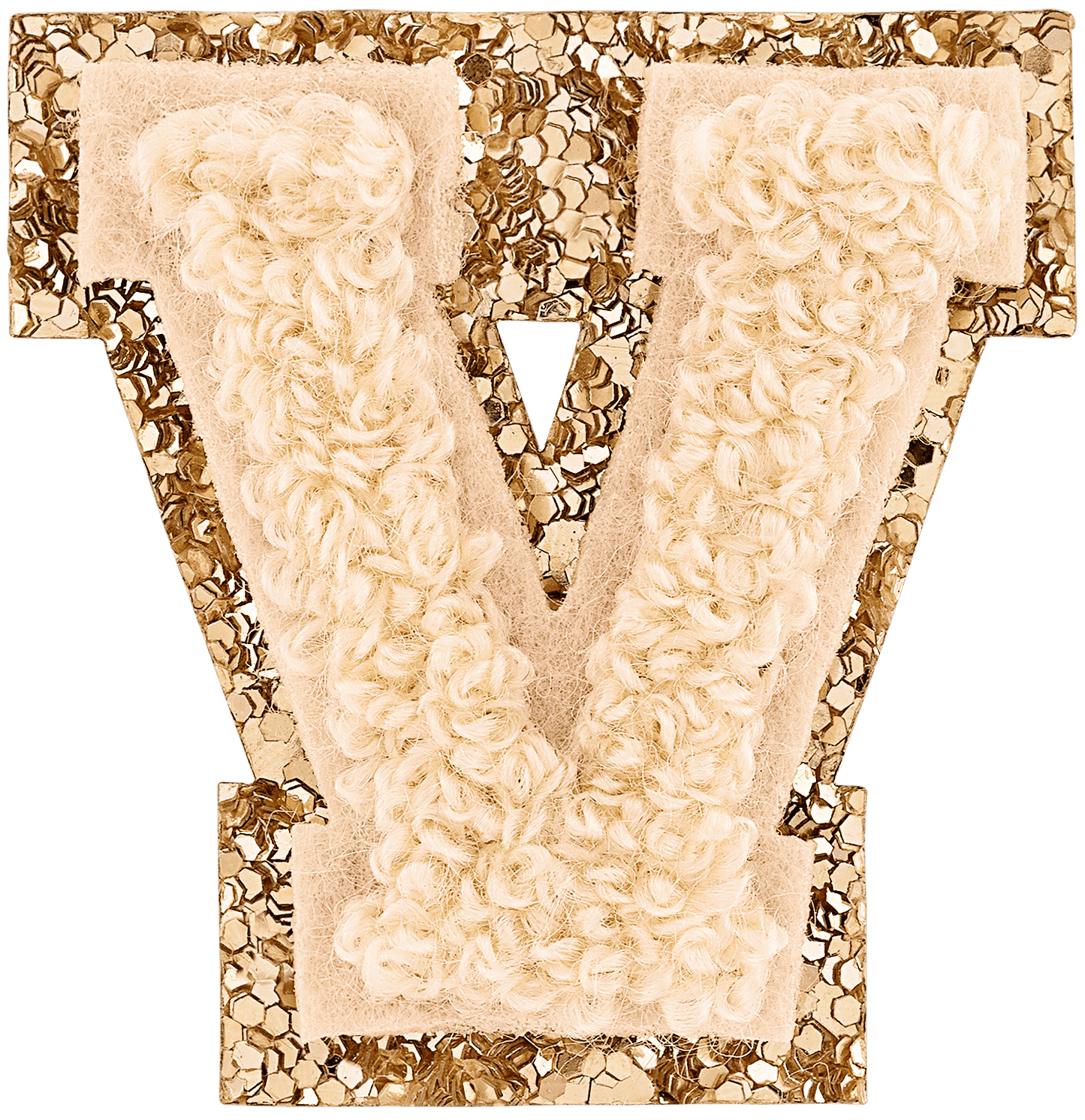 Sand Mini Glitter Varsity Letter Patch