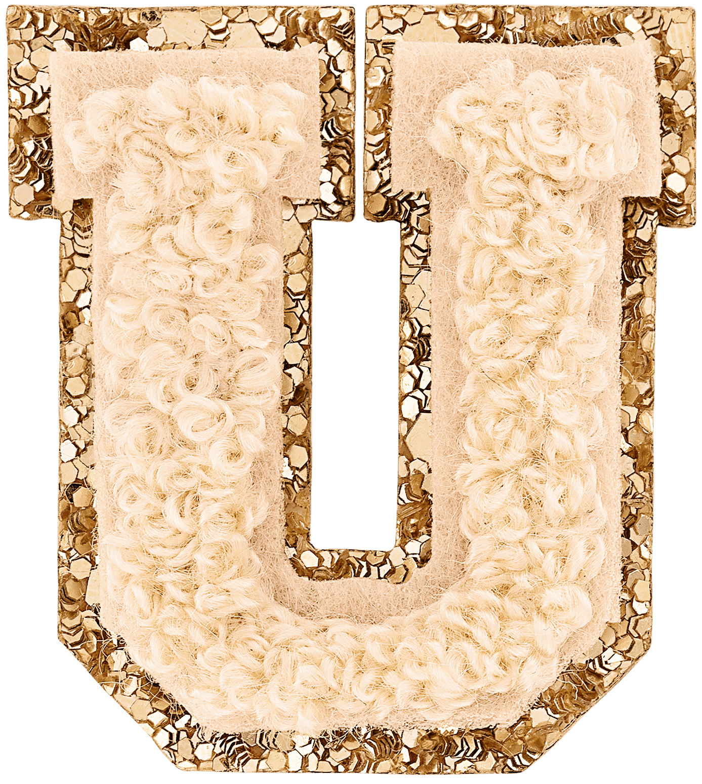 Sand Mini Glitter Varsity Letter Patch