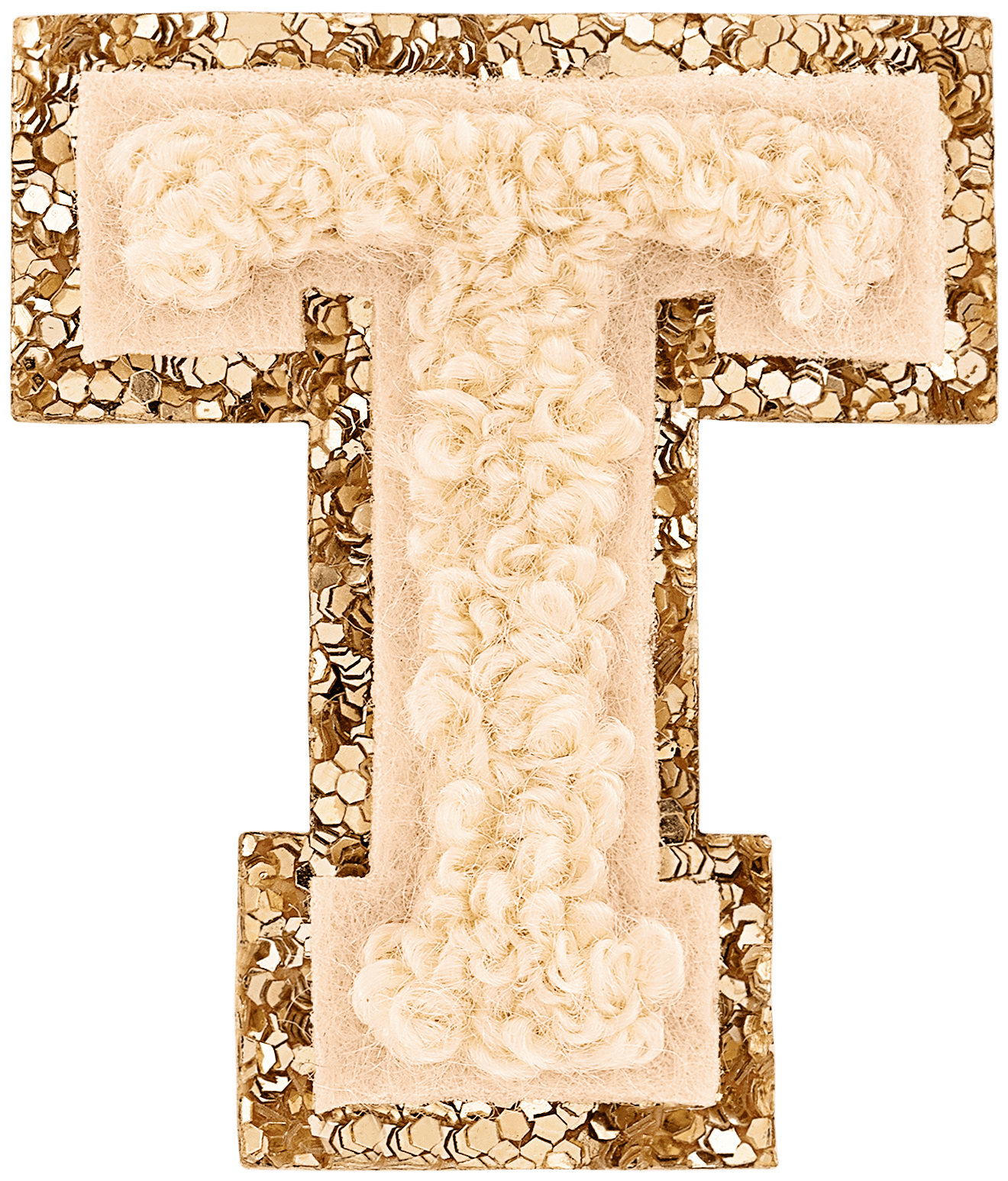 Sand Mini Glitter Varsity Letter Patch