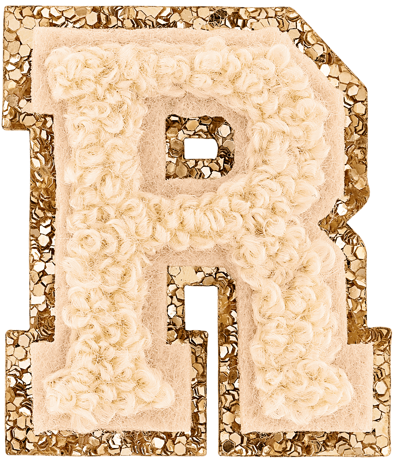 Sand Mini Glitter Varsity Letter Patch