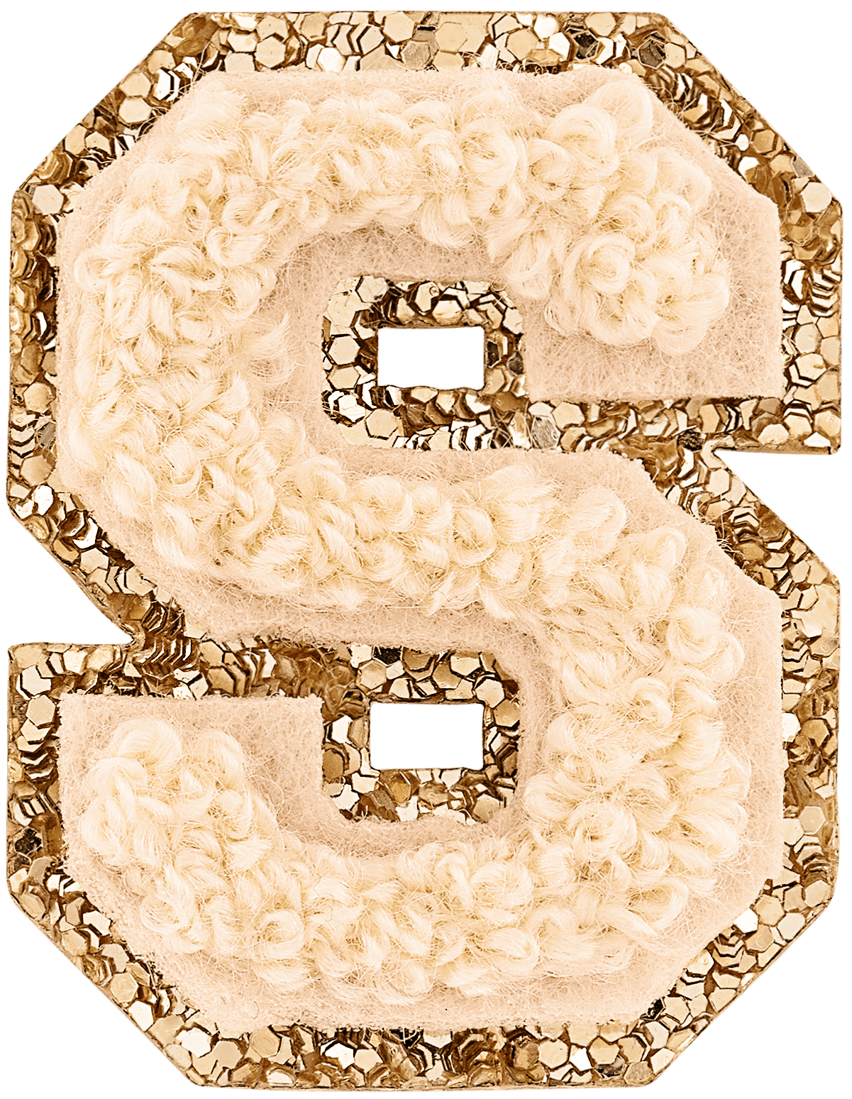 Sand Mini Glitter Varsity Letter Patch