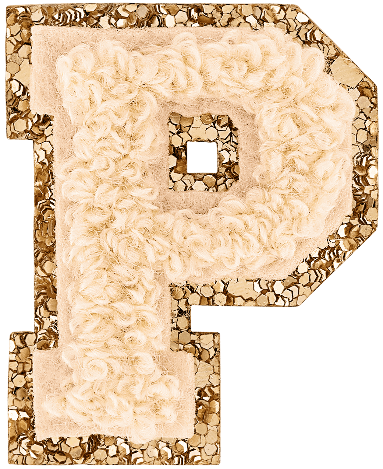 Sand Mini Glitter Varsity Letter Patch