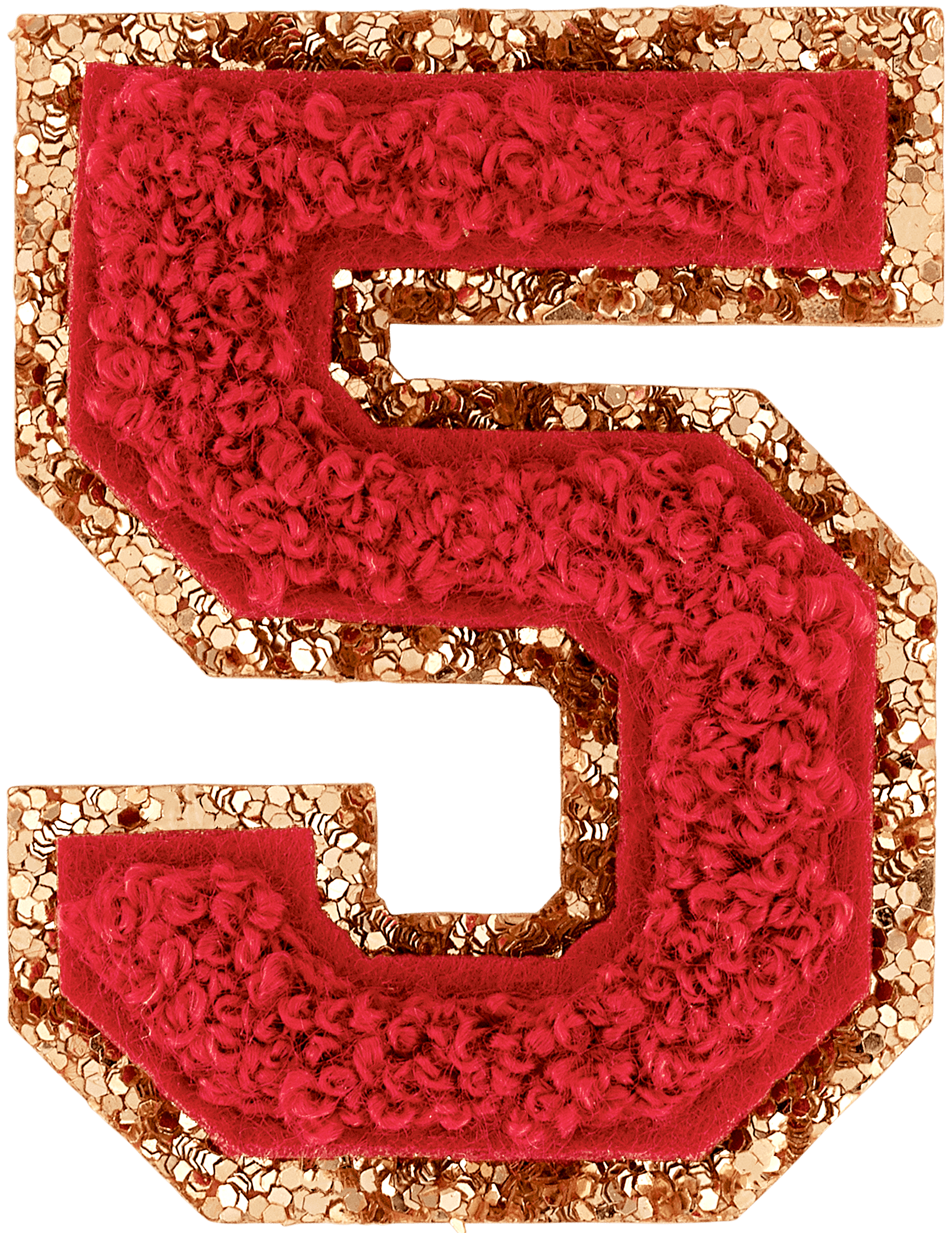 Ruby Glitter Varsity Number Patch