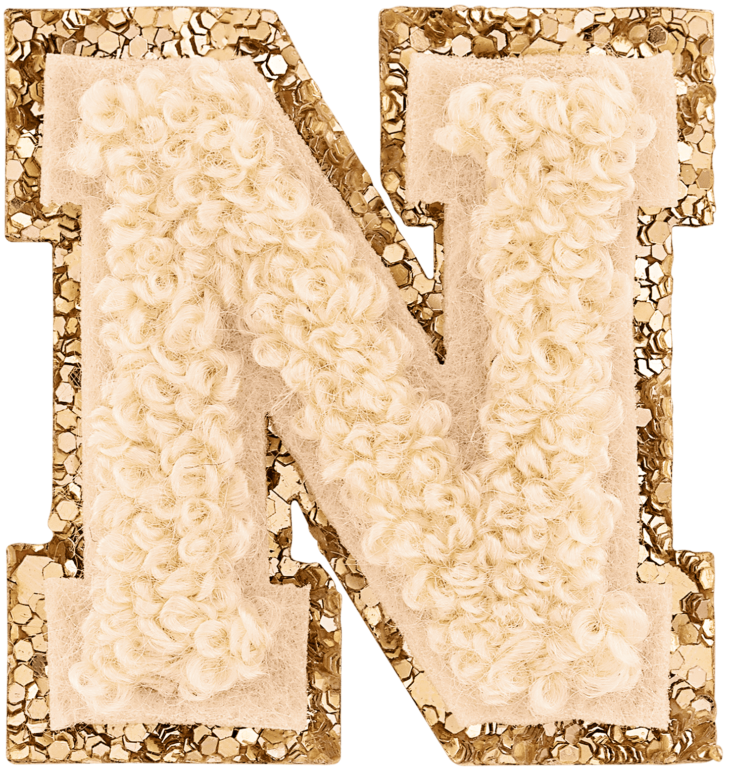 Sand Mini Glitter Varsity Letter Patch