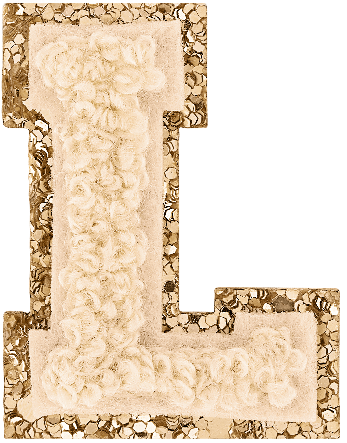 Sand Mini Glitter Varsity Letter Patch