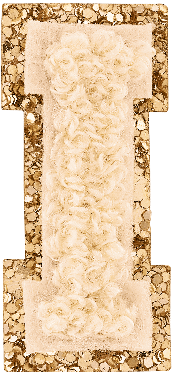 Sand Mini Glitter Varsity Letter Patch