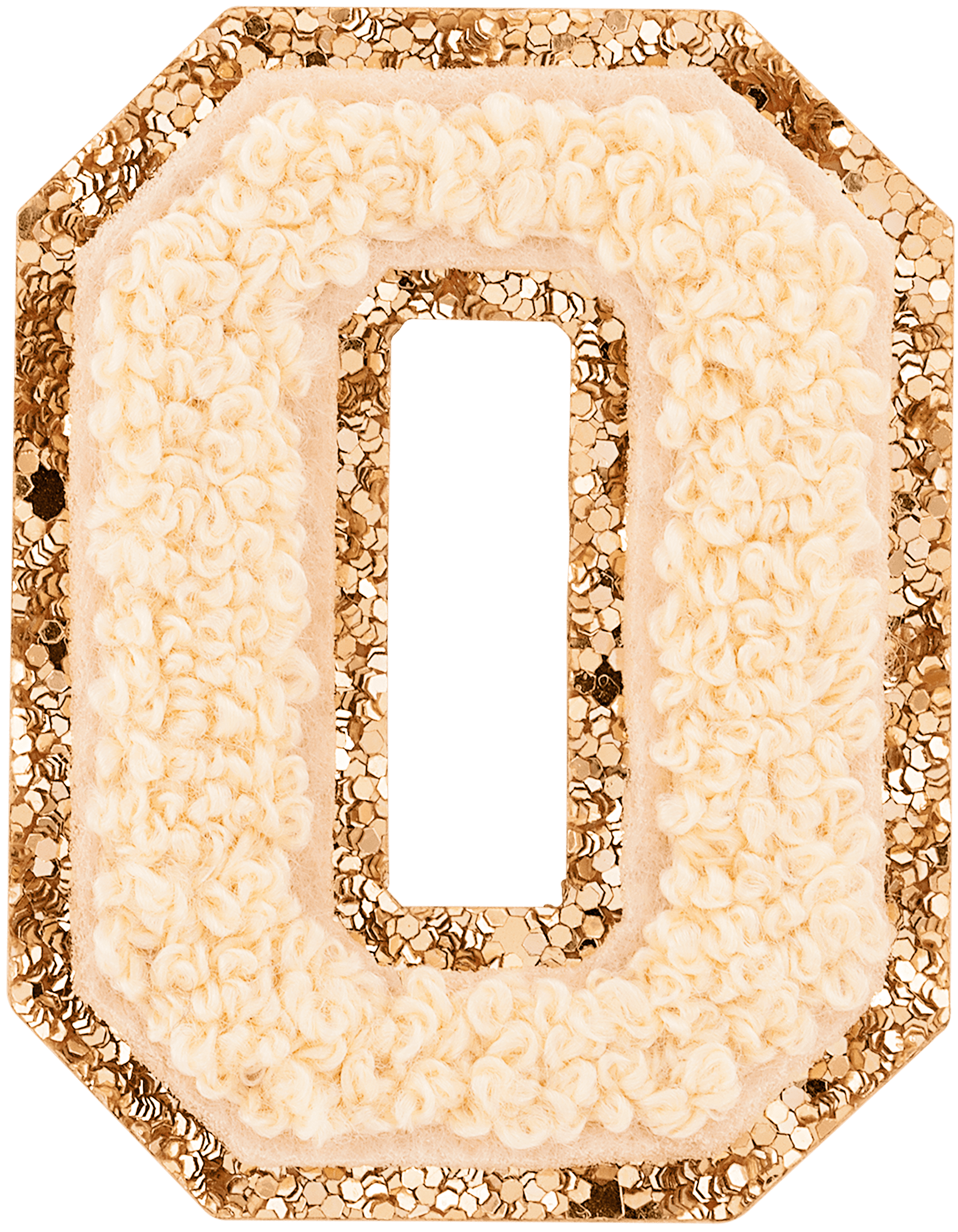 Sand Glitter Varsity Number Patch