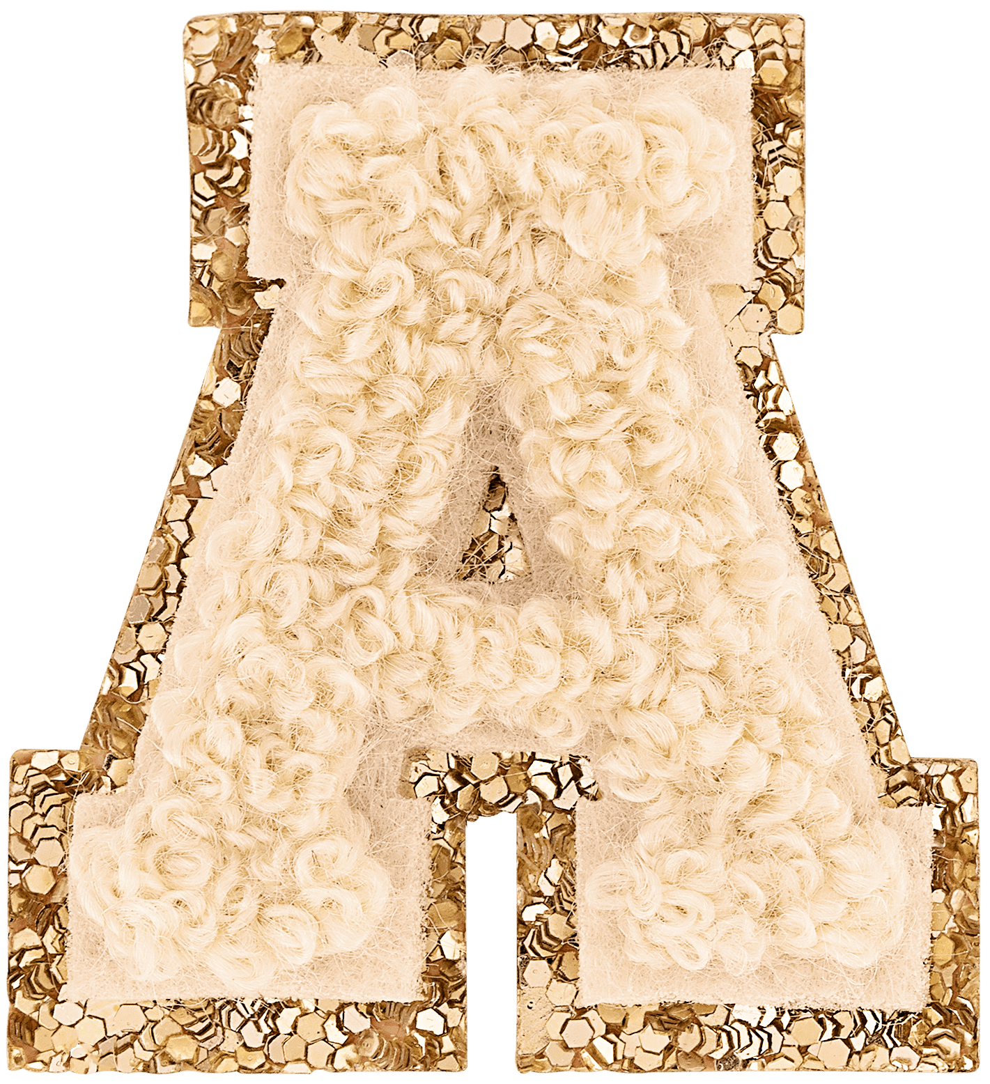 Sand Mini Glitter Varsity Letter Patch