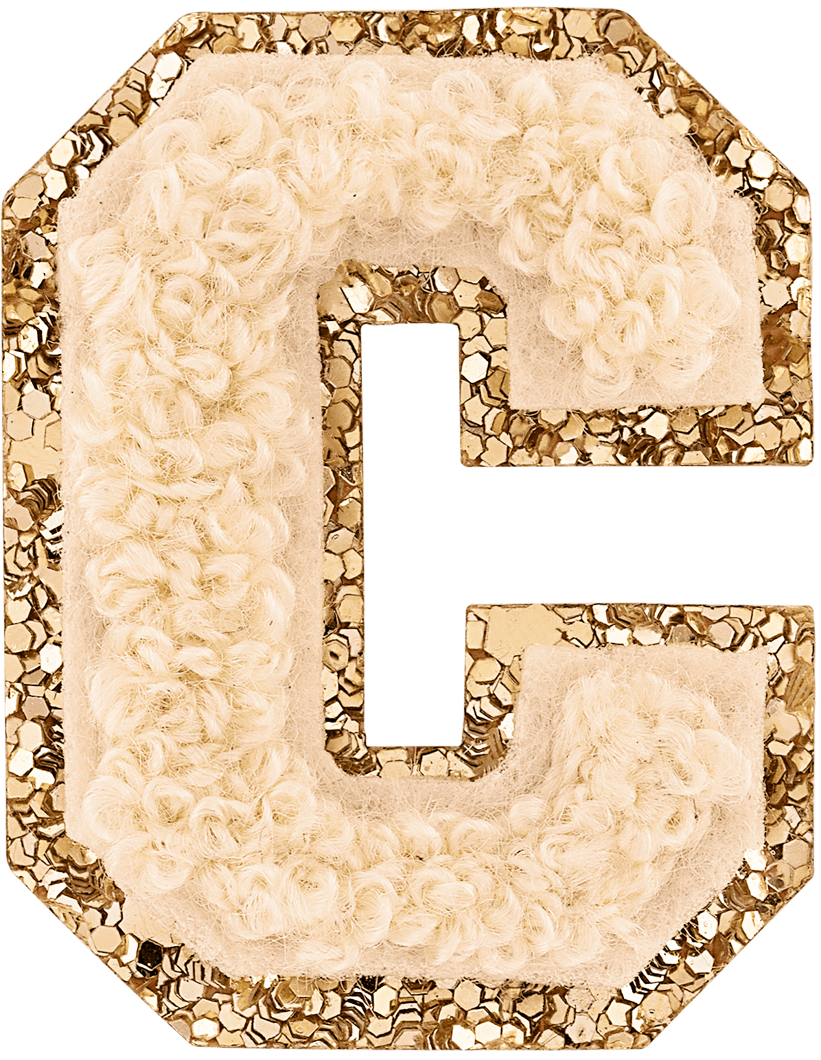 Sand Mini Glitter Varsity Letter Patch