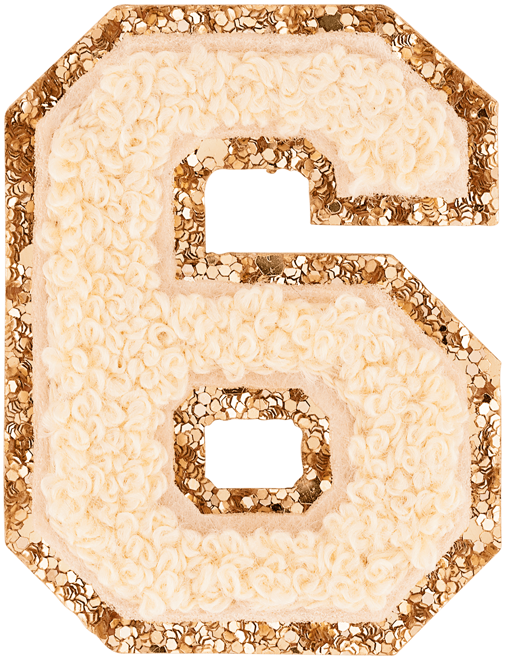 Sand Glitter Varsity Number Patch