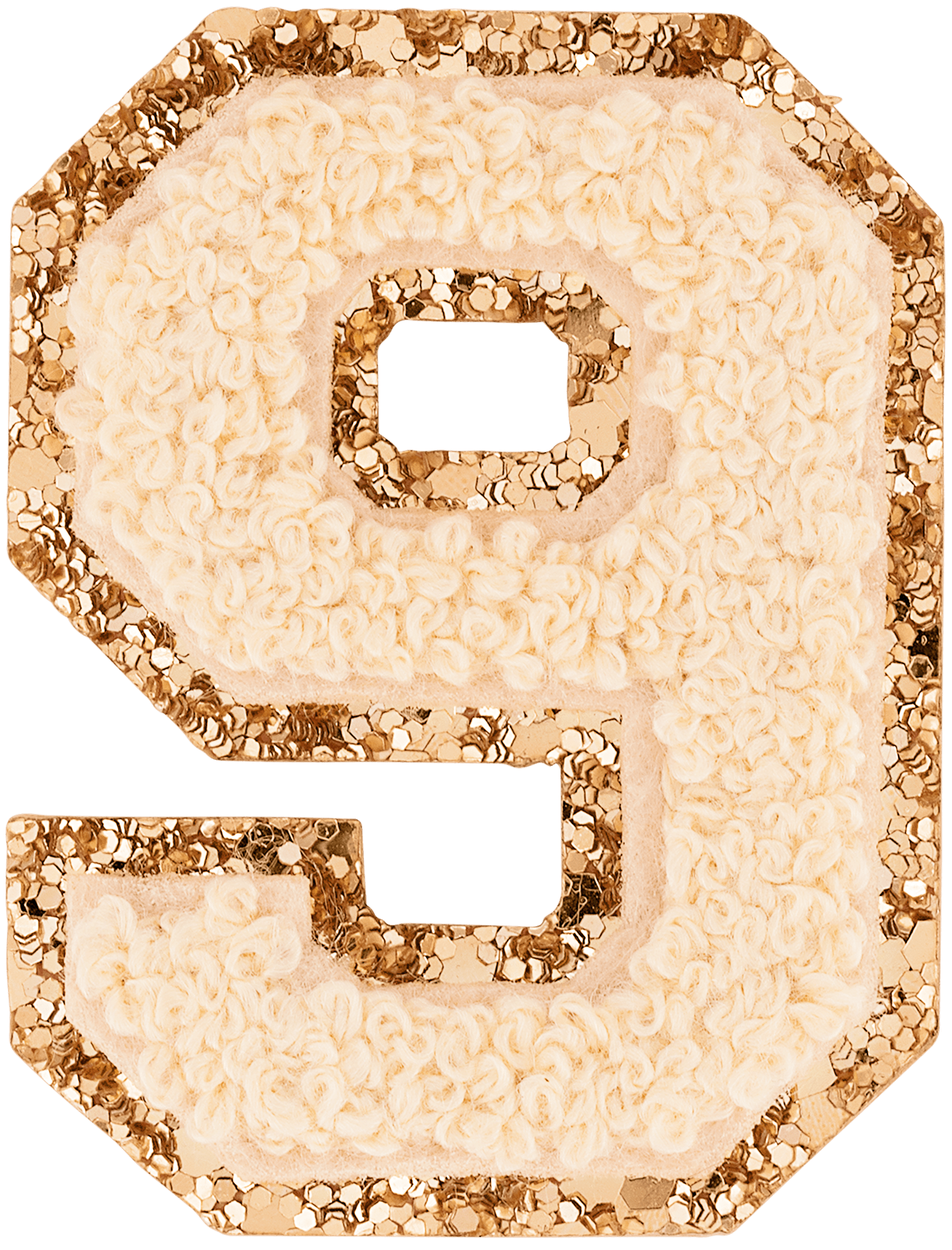 Sand Glitter Varsity Number Patch
