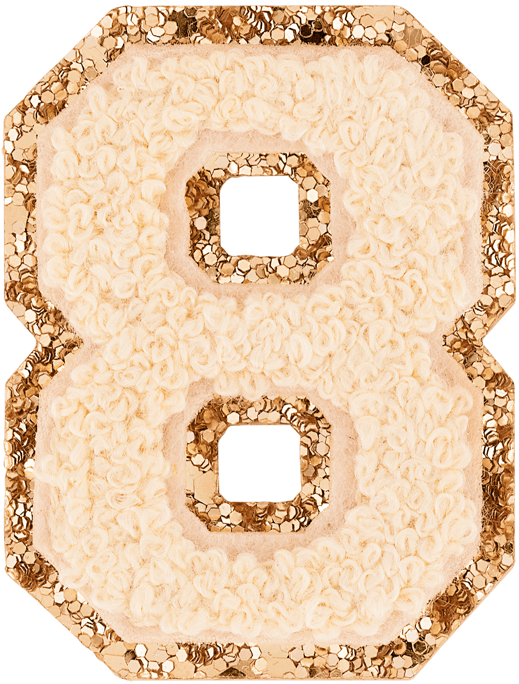 Sand Glitter Varsity Number Patch