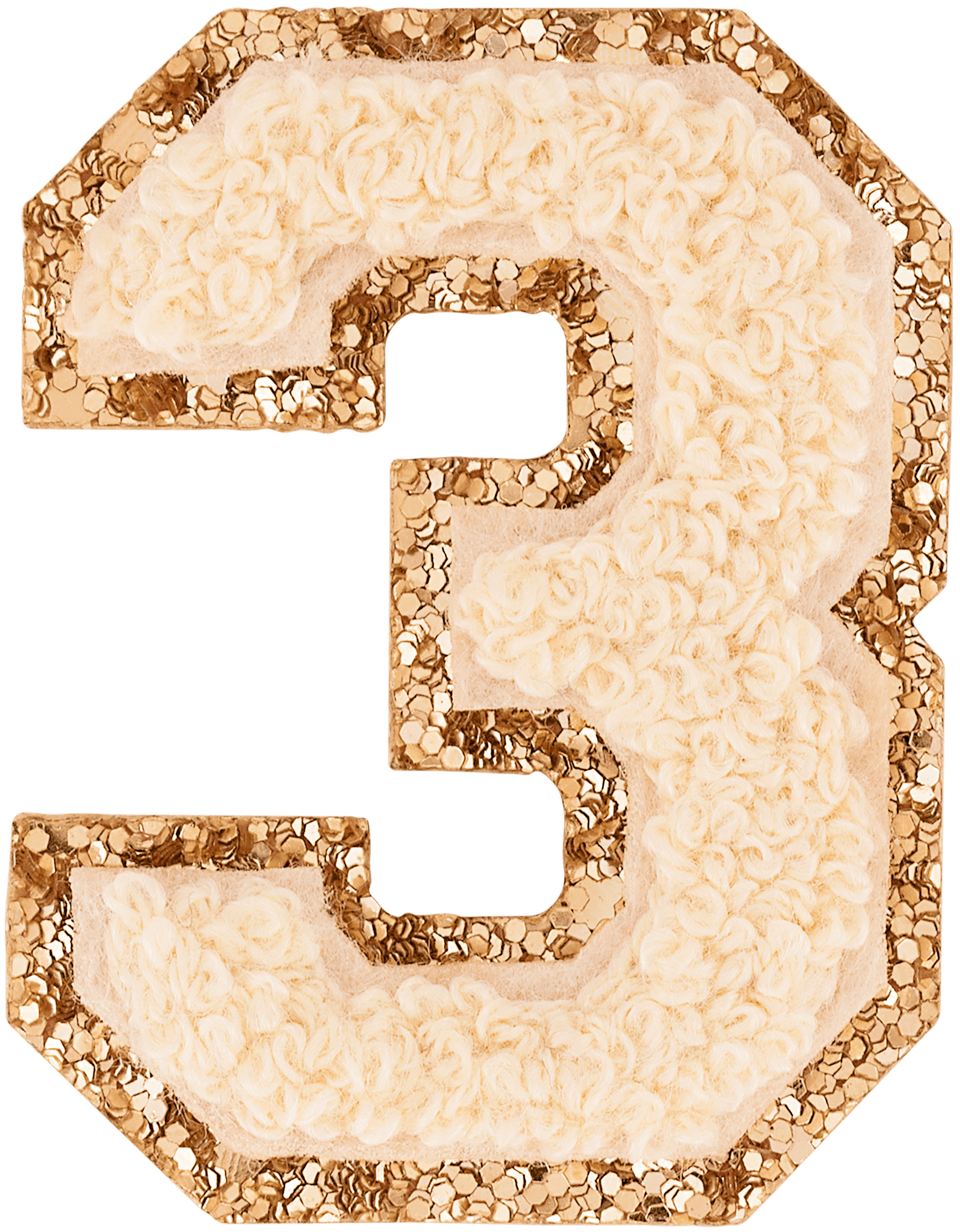 Sand Glitter Varsity Number Patch