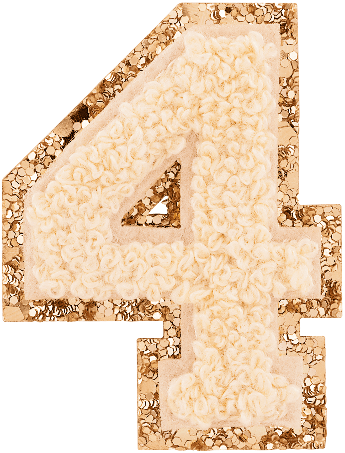 Sand Glitter Varsity Number Patch