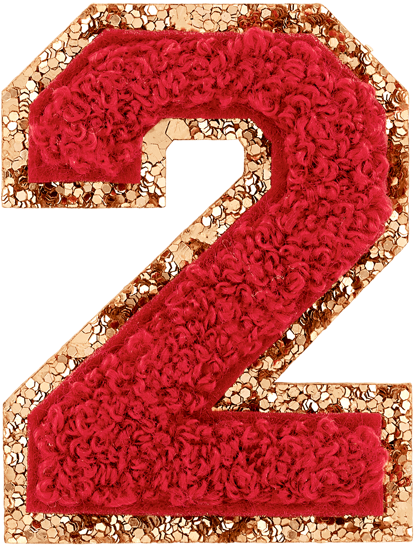 Ruby Glitter Varsity Number Patch