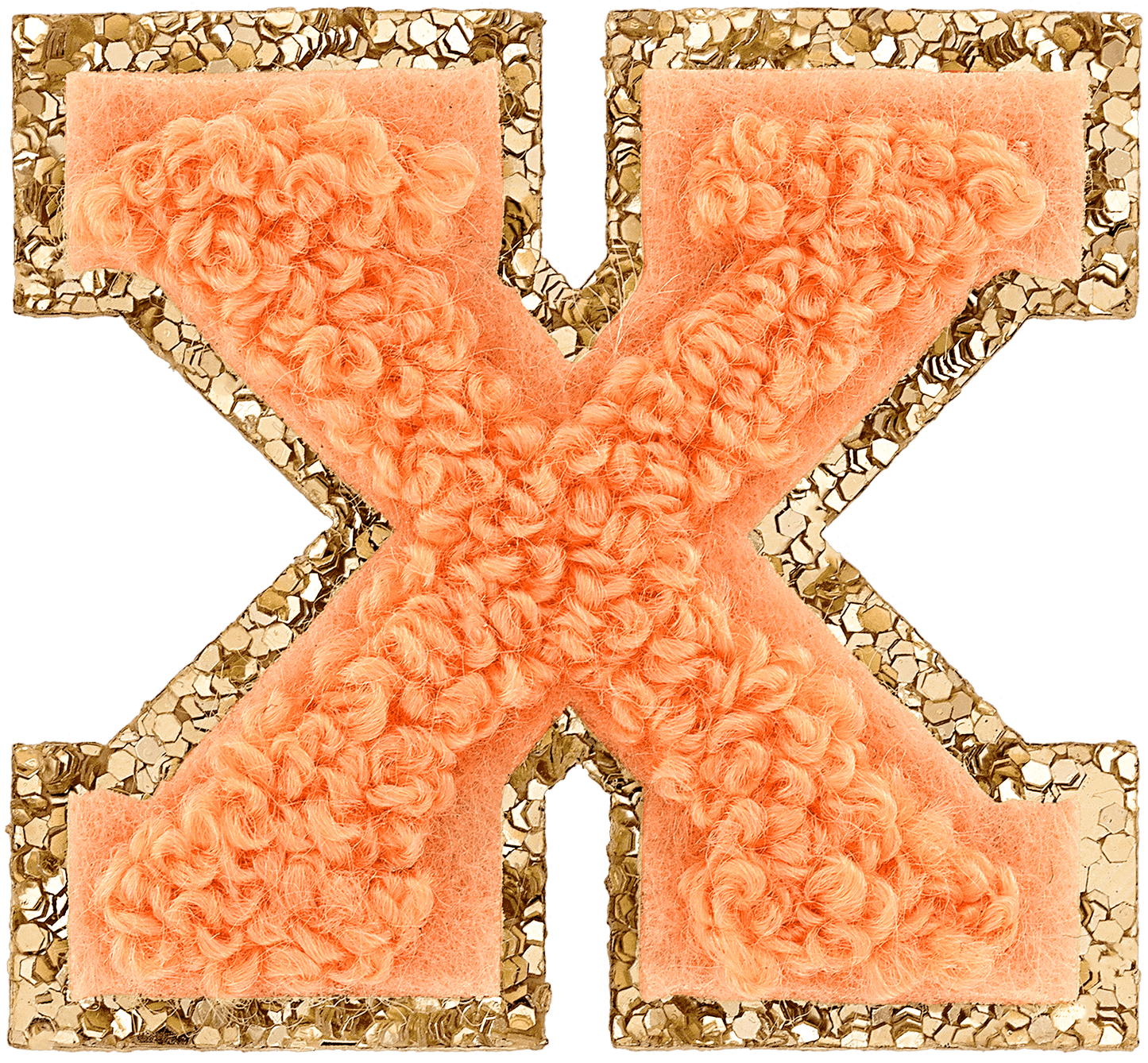 Peach Mini Glitter Varsity Letter Patch