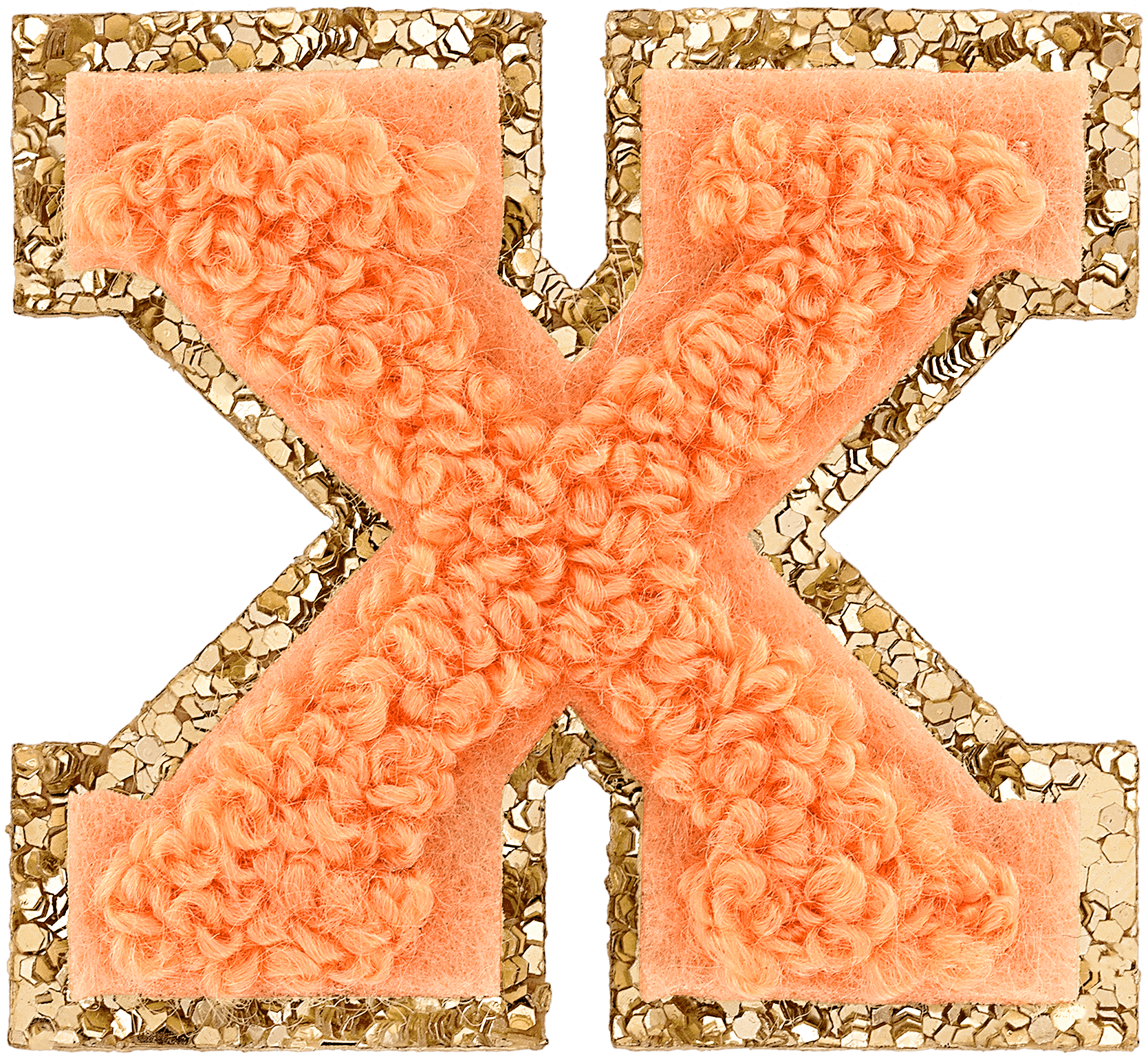 Peach Mini Glitter Varsity Letter Patch