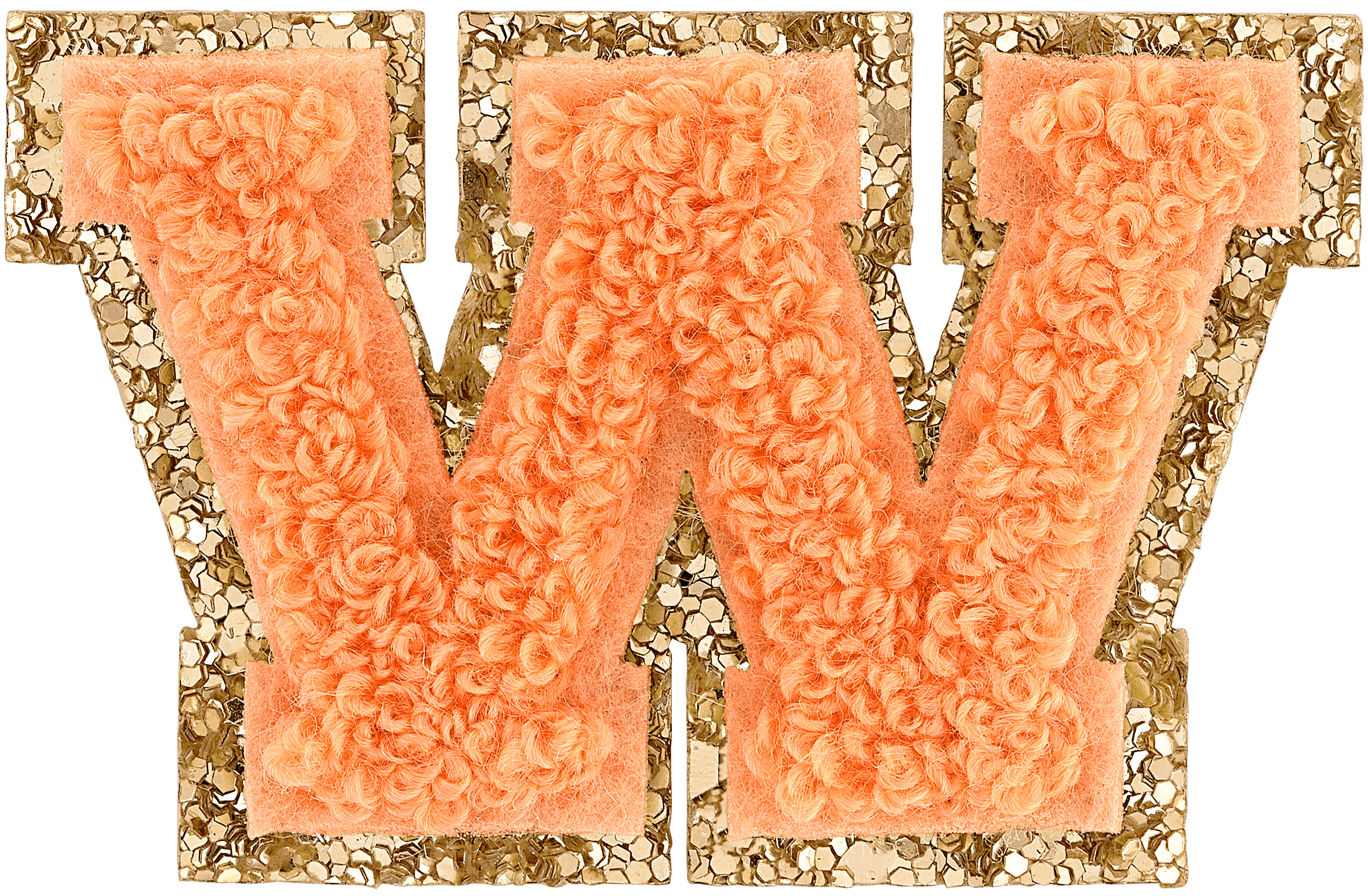 Peach Mini Glitter Varsity Letter Patch
