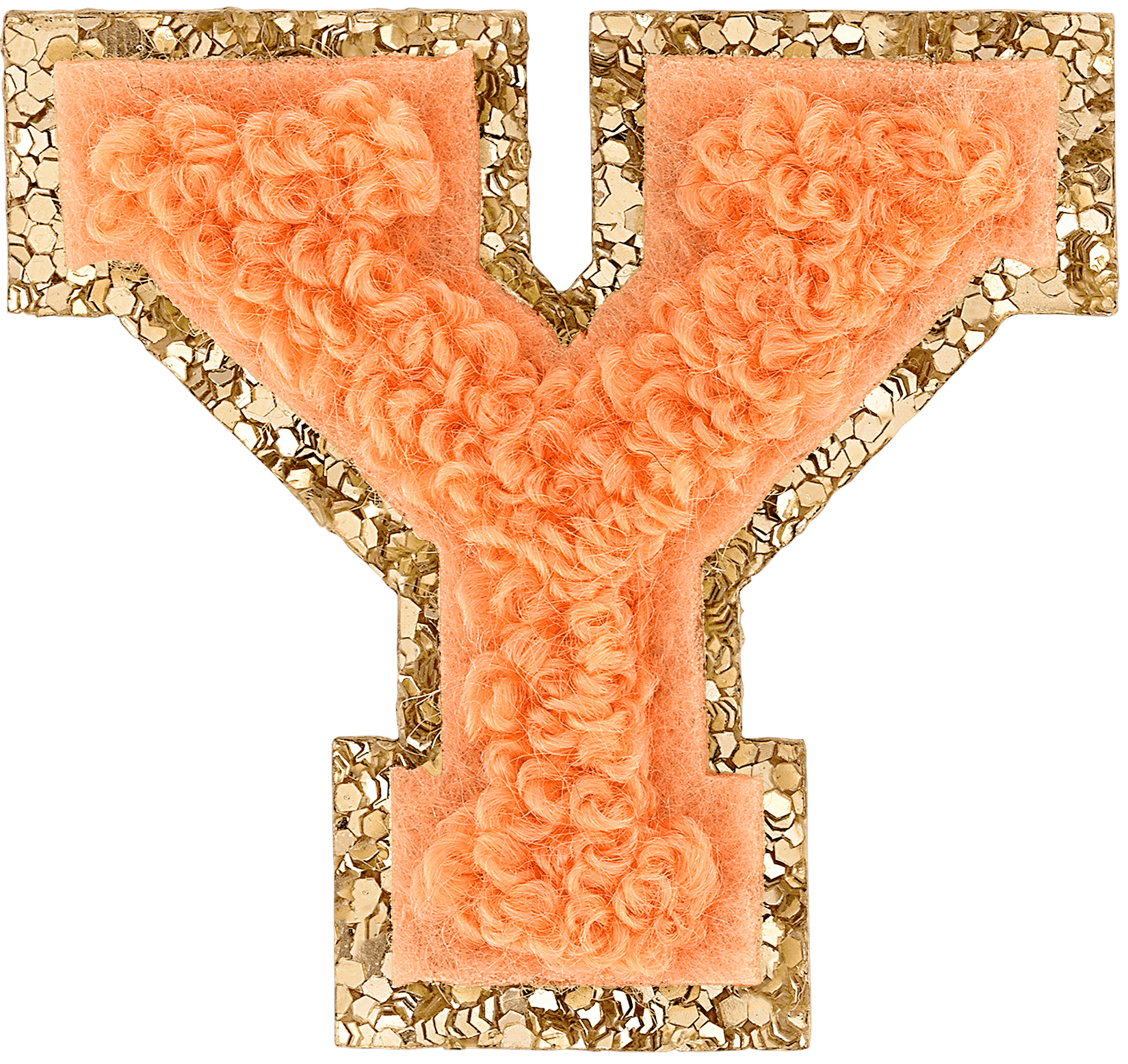 Peach Mini Glitter Varsity Letter Patch