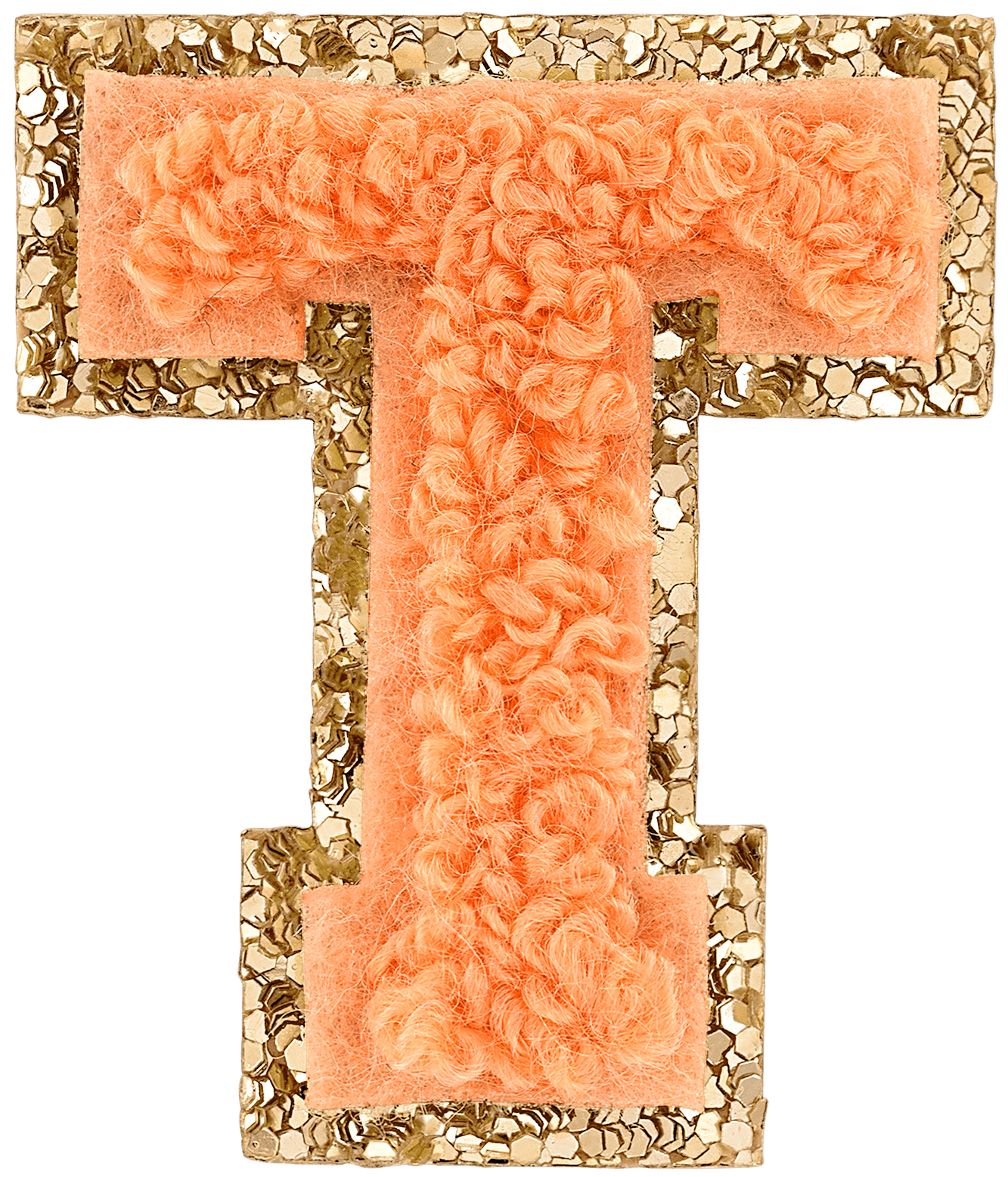 Peach Mini Glitter Varsity Letter Patch