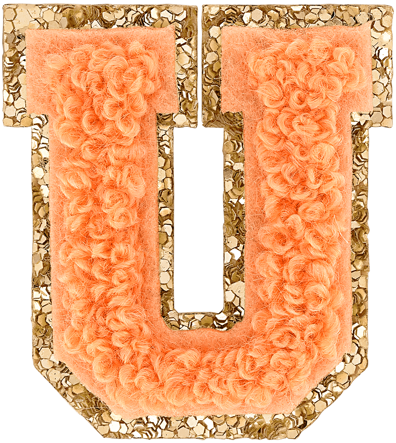 Peach Mini Glitter Varsity Letter Patch