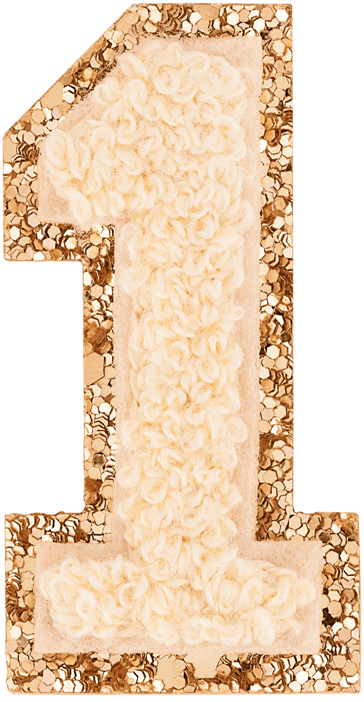 Sand Glitter Varsity Number Patch