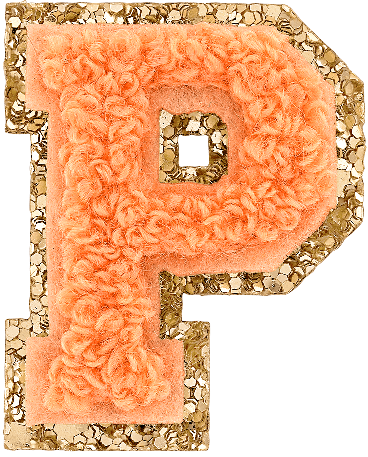 Peach Mini Glitter Varsity Letter Patch
