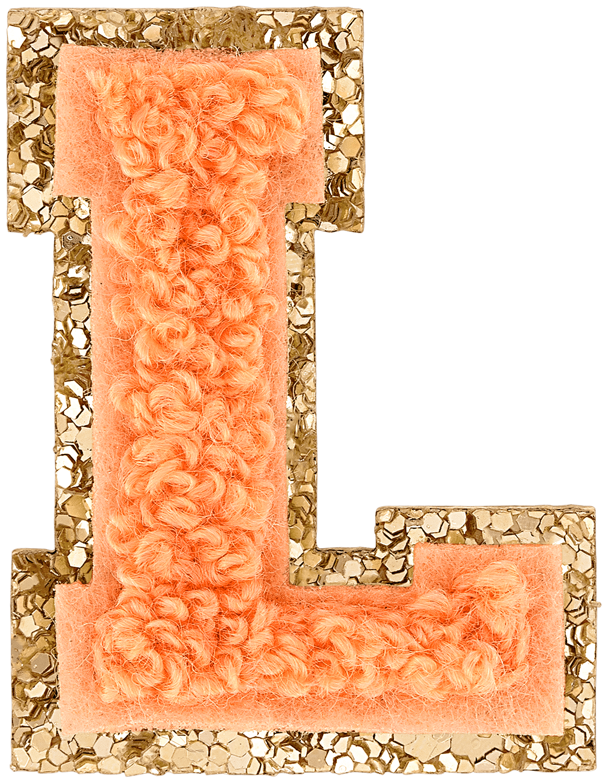 Peach Mini Glitter Varsity Letter Patch
