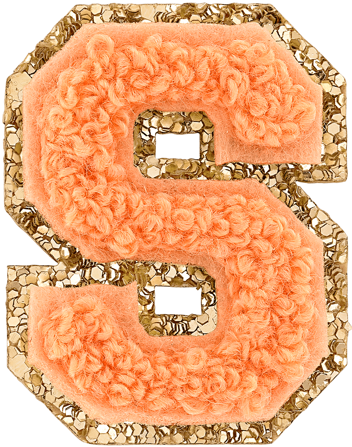 Peach Mini Glitter Varsity Letter Patch