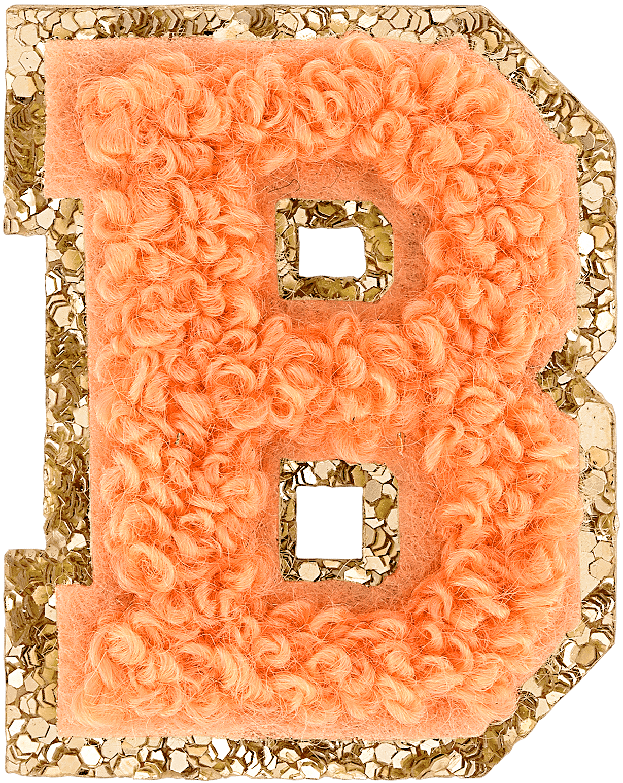Peach Mini Glitter Varsity Letter Patch