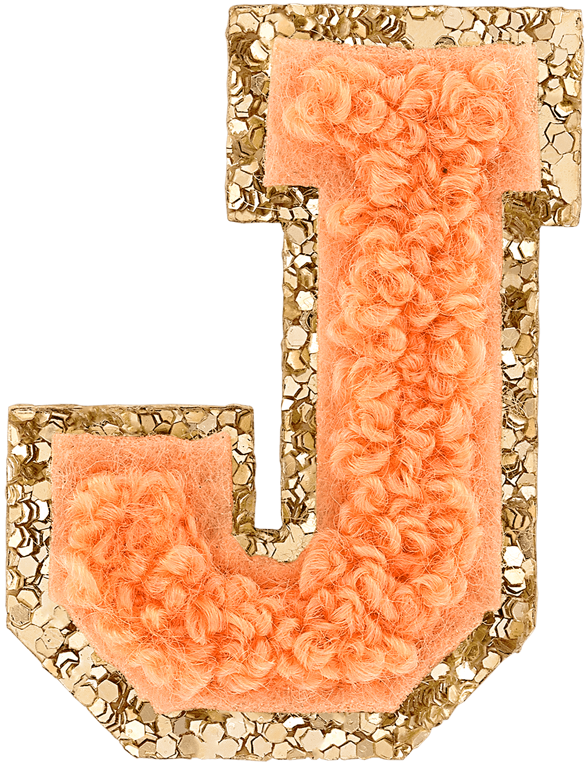Peach Mini Glitter Varsity Letter Patch