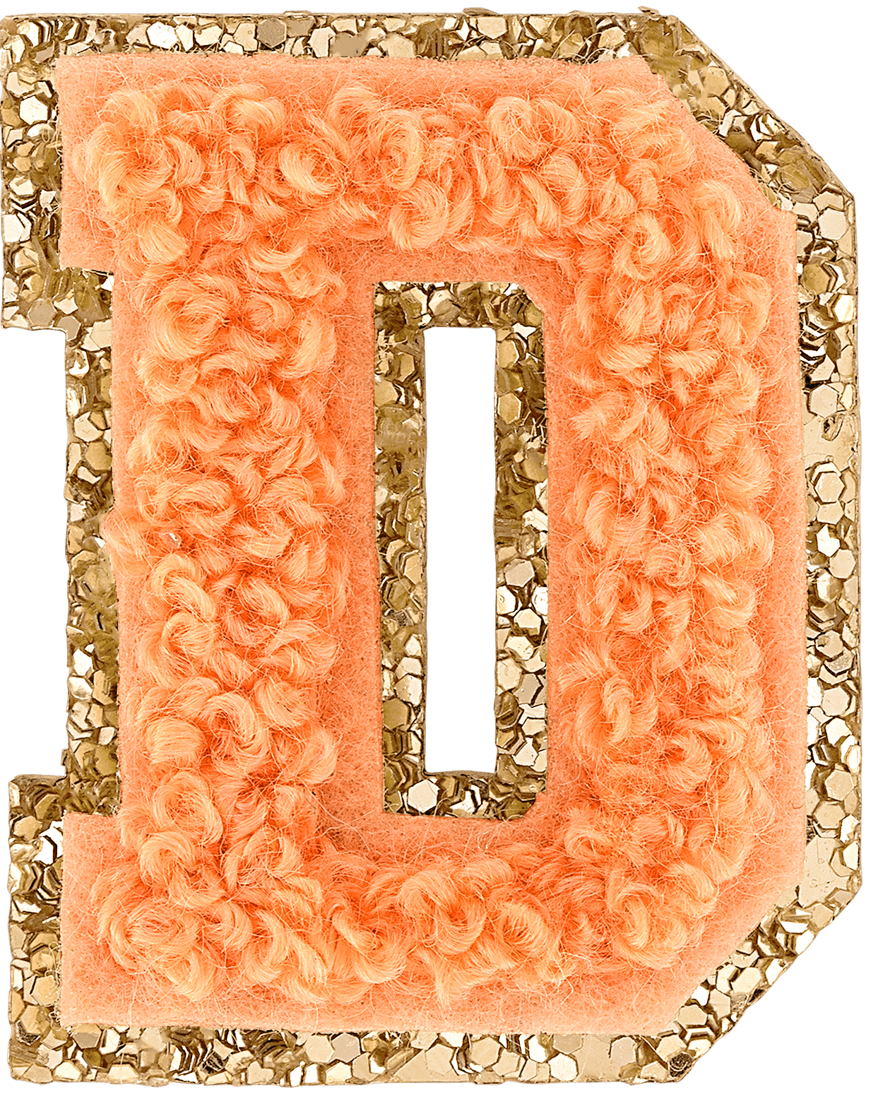 Peach Mini Glitter Varsity Letter Patch