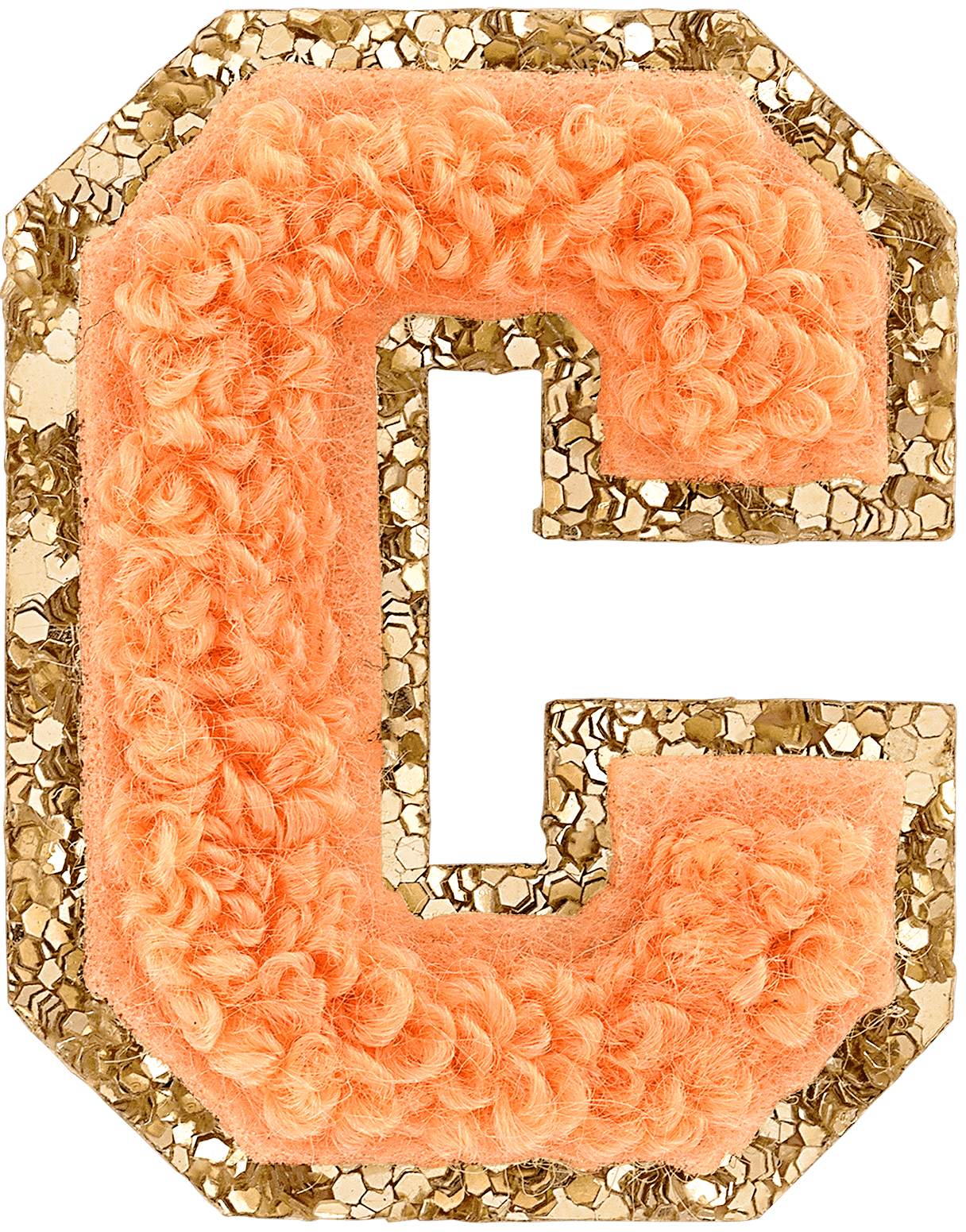 Peach Mini Glitter Varsity Letter Patch