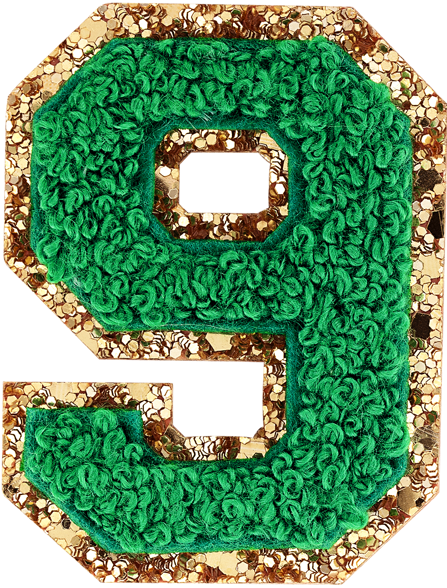 Green Glitter Varsity Number Patch