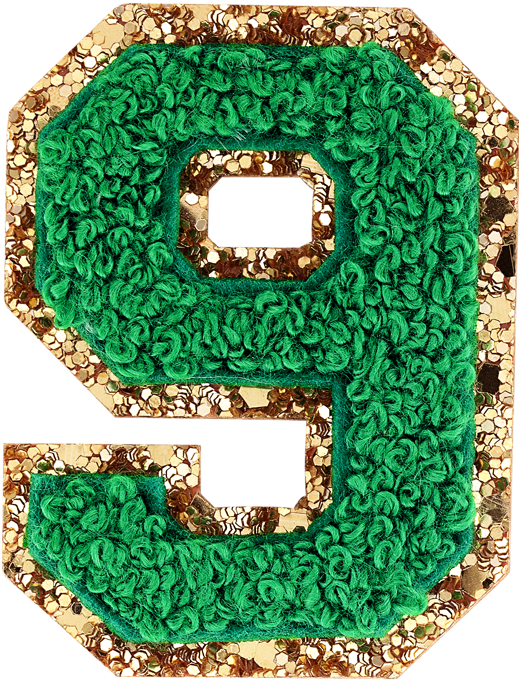 Green Glitter Varsity Number Patch