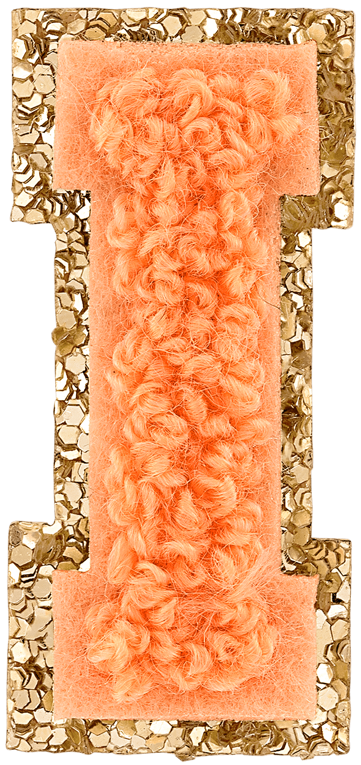 Peach Mini Glitter Varsity Letter Patch