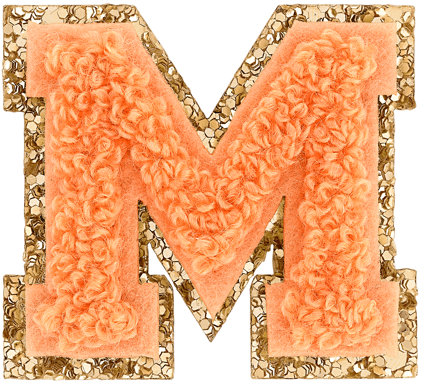 Peach Mini Glitter Varsity Letter Patch