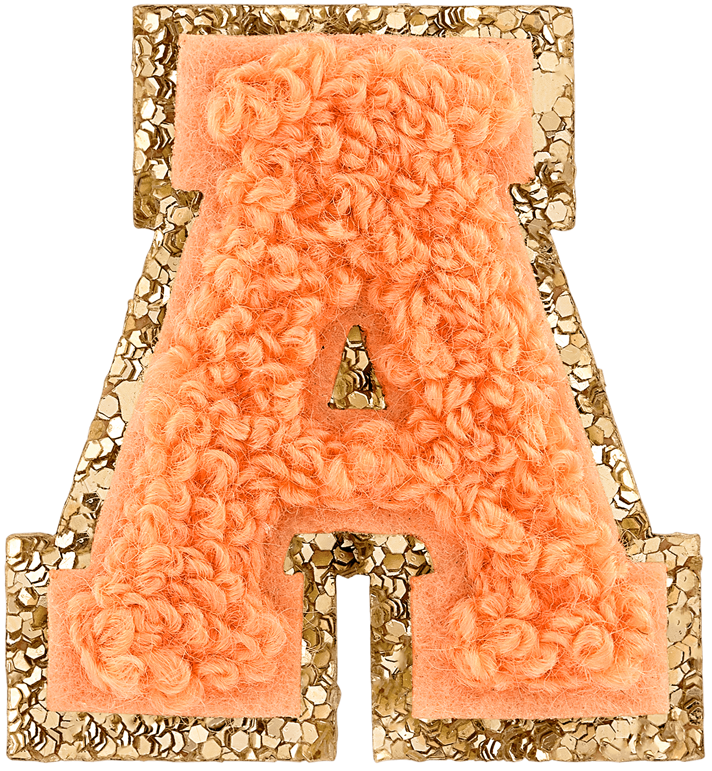 Peach Mini Glitter Varsity Letter Patch