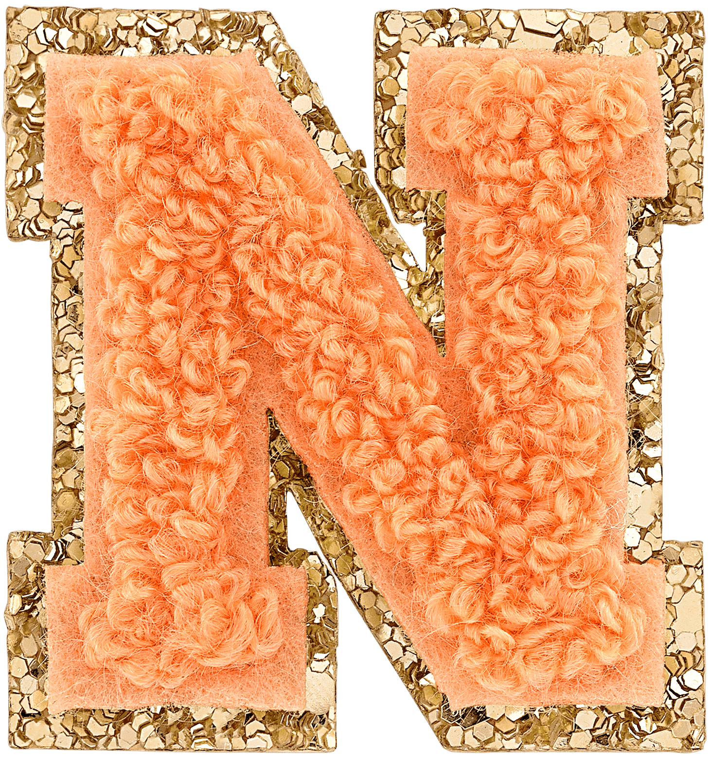 Peach Mini Glitter Varsity Letter Patch