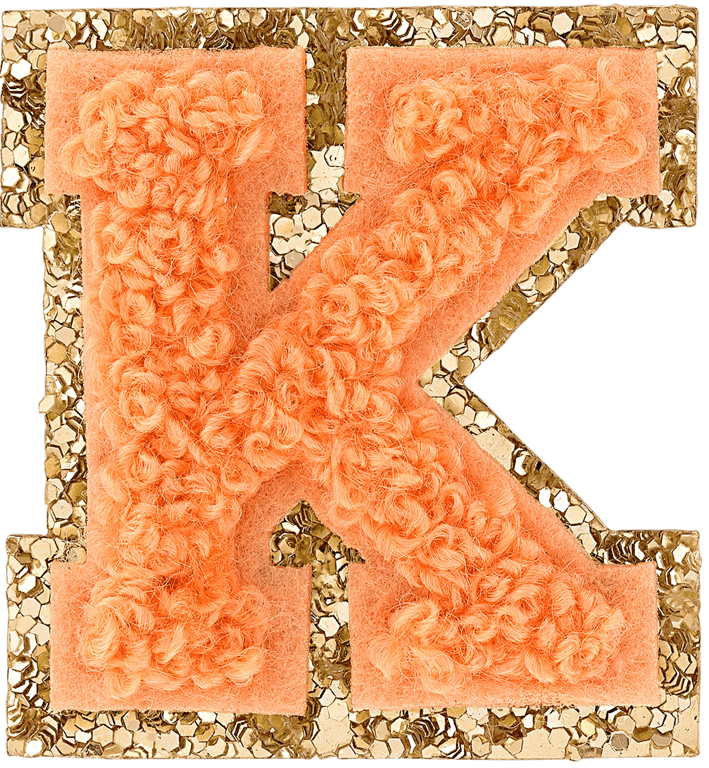 Peach Mini Glitter Varsity Letter Patch