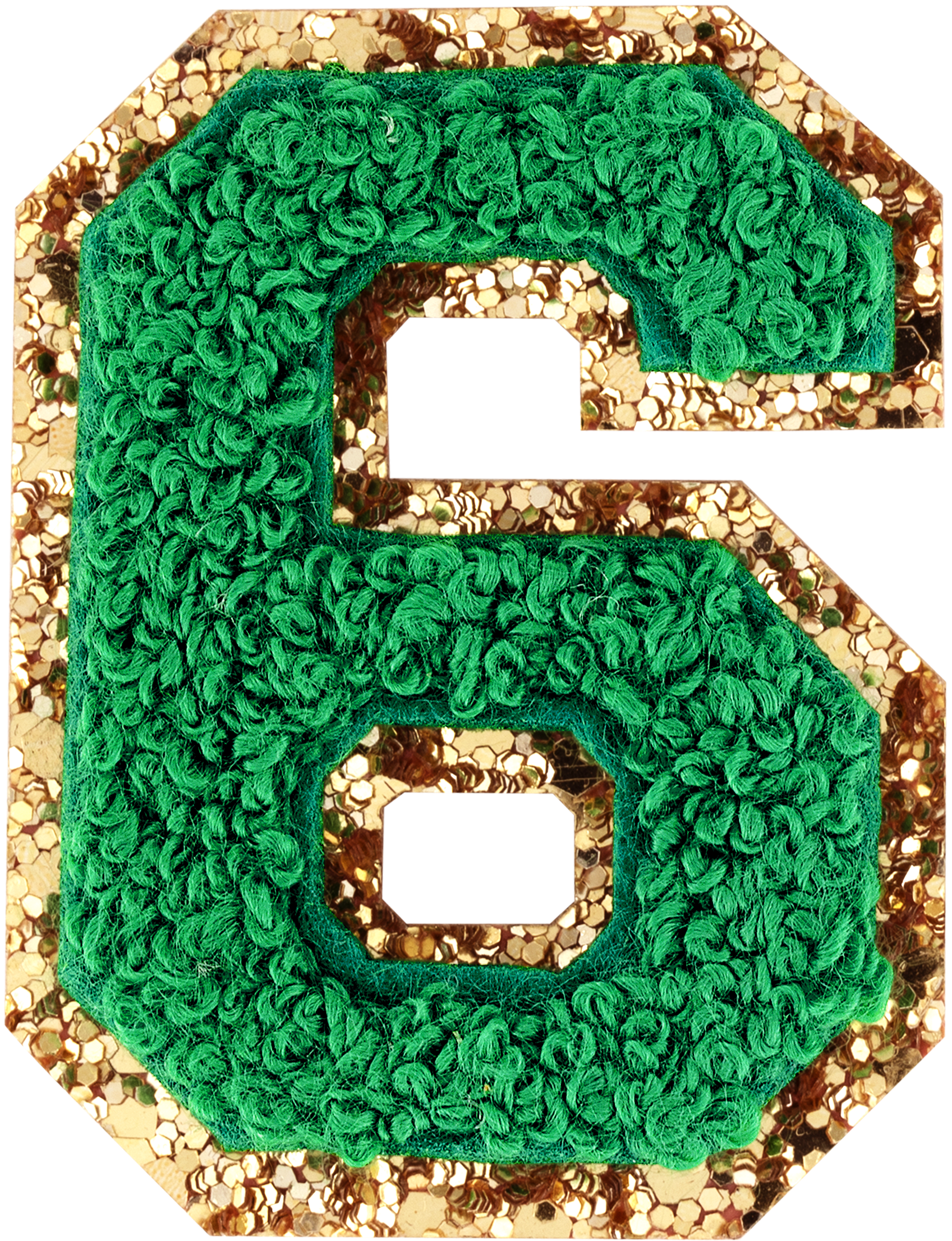 Green Glitter Varsity Number Patch