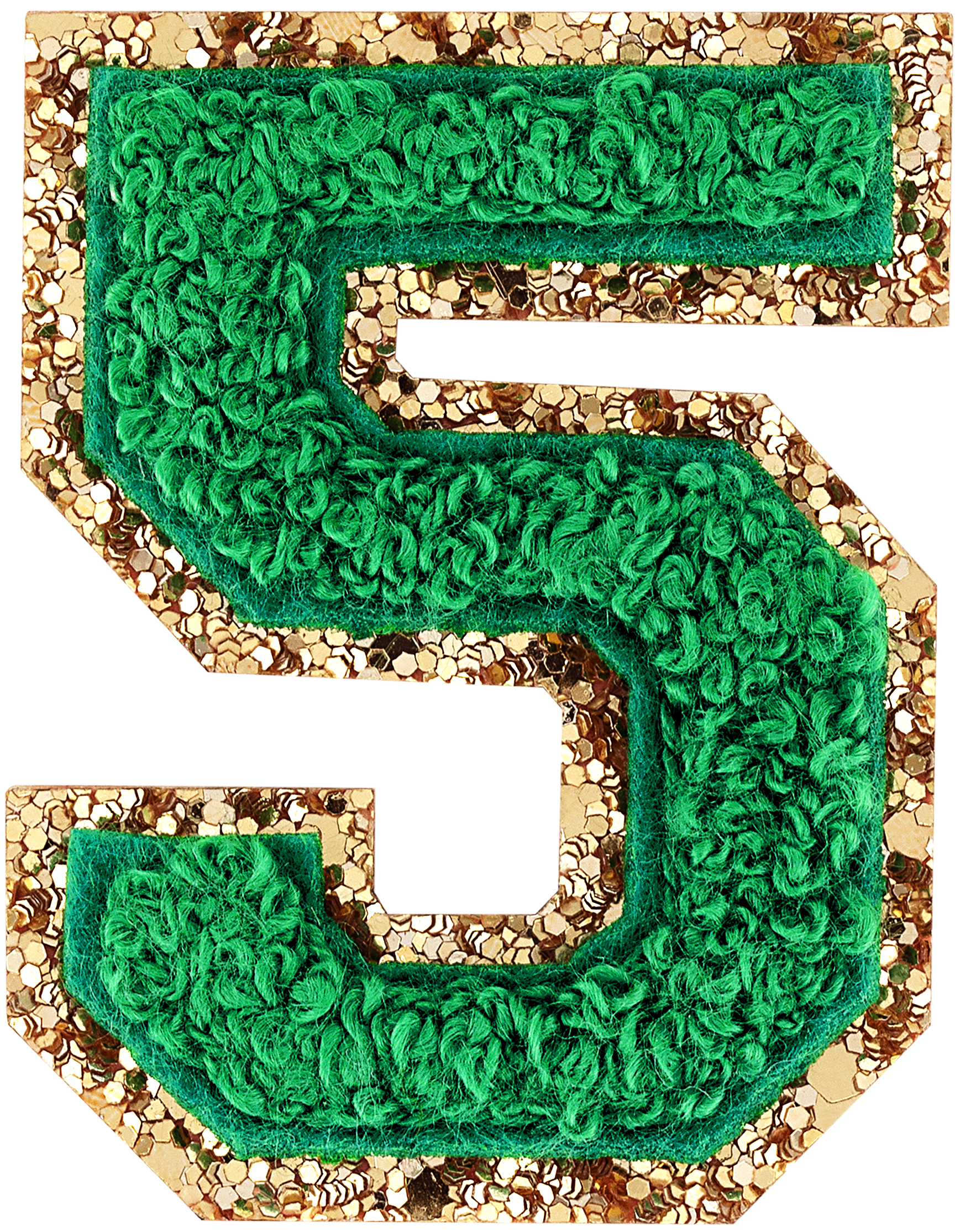 Green Glitter Varsity Number Patch