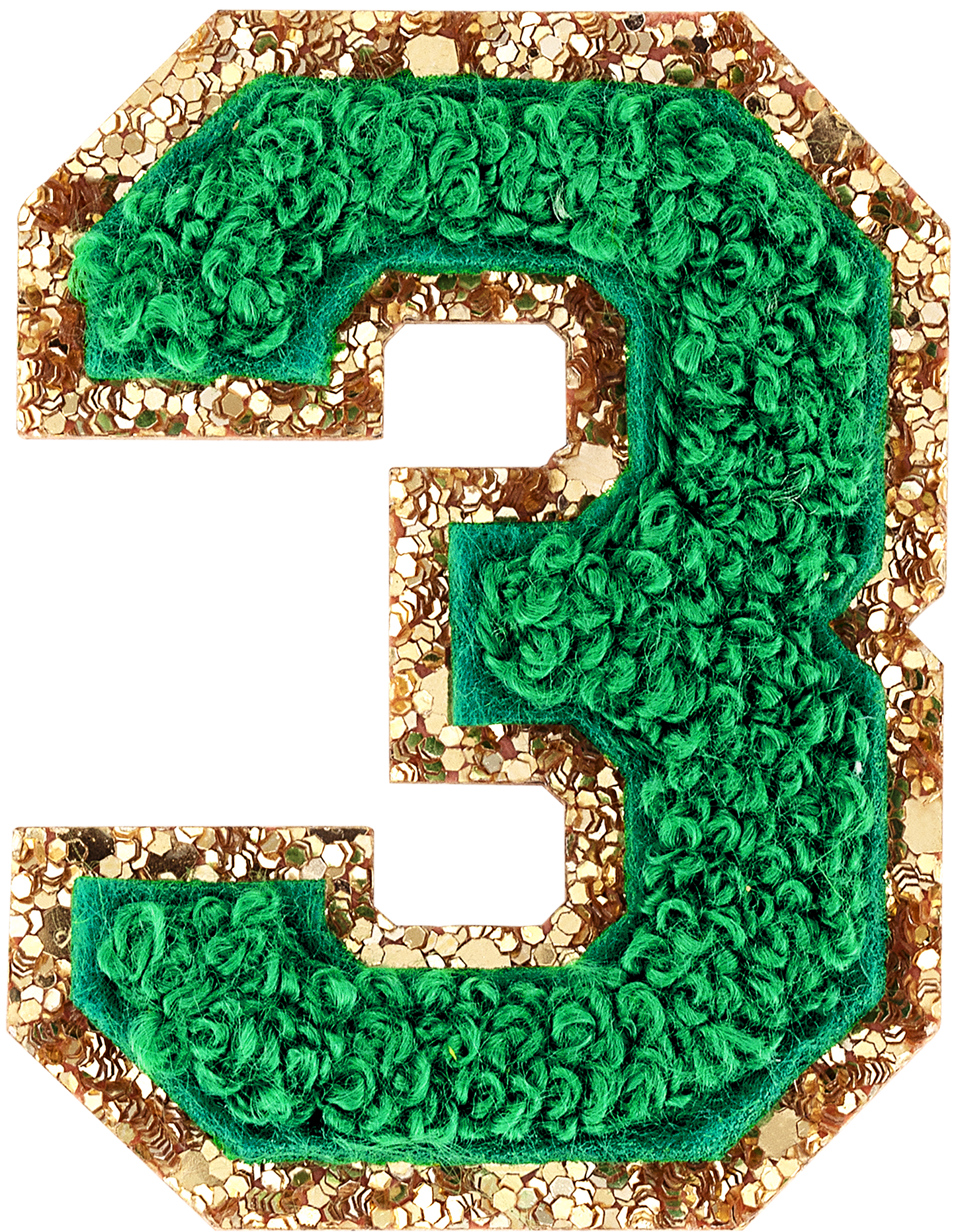 Green Glitter Varsity Number Patch