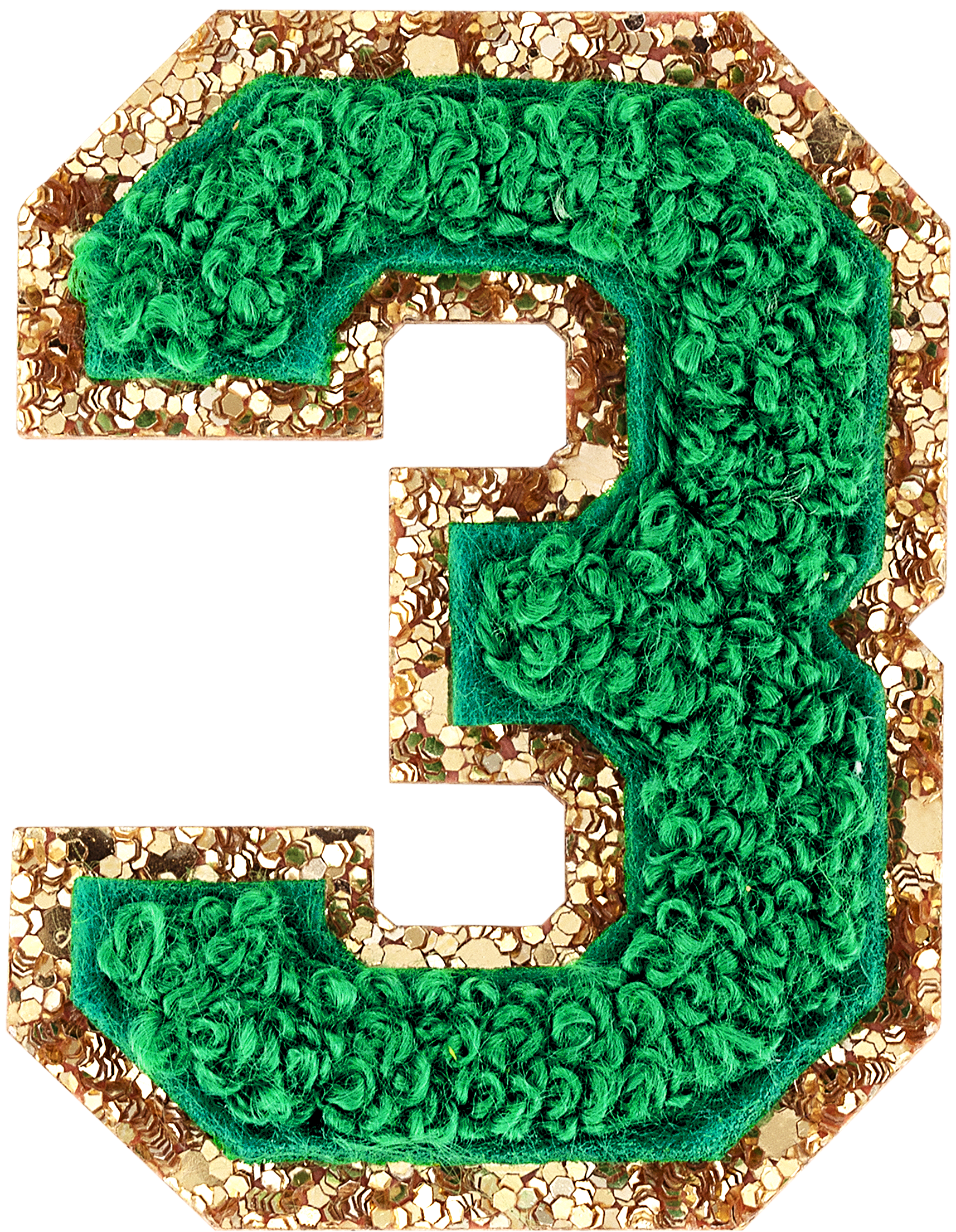 Green Glitter Varsity Number Patch