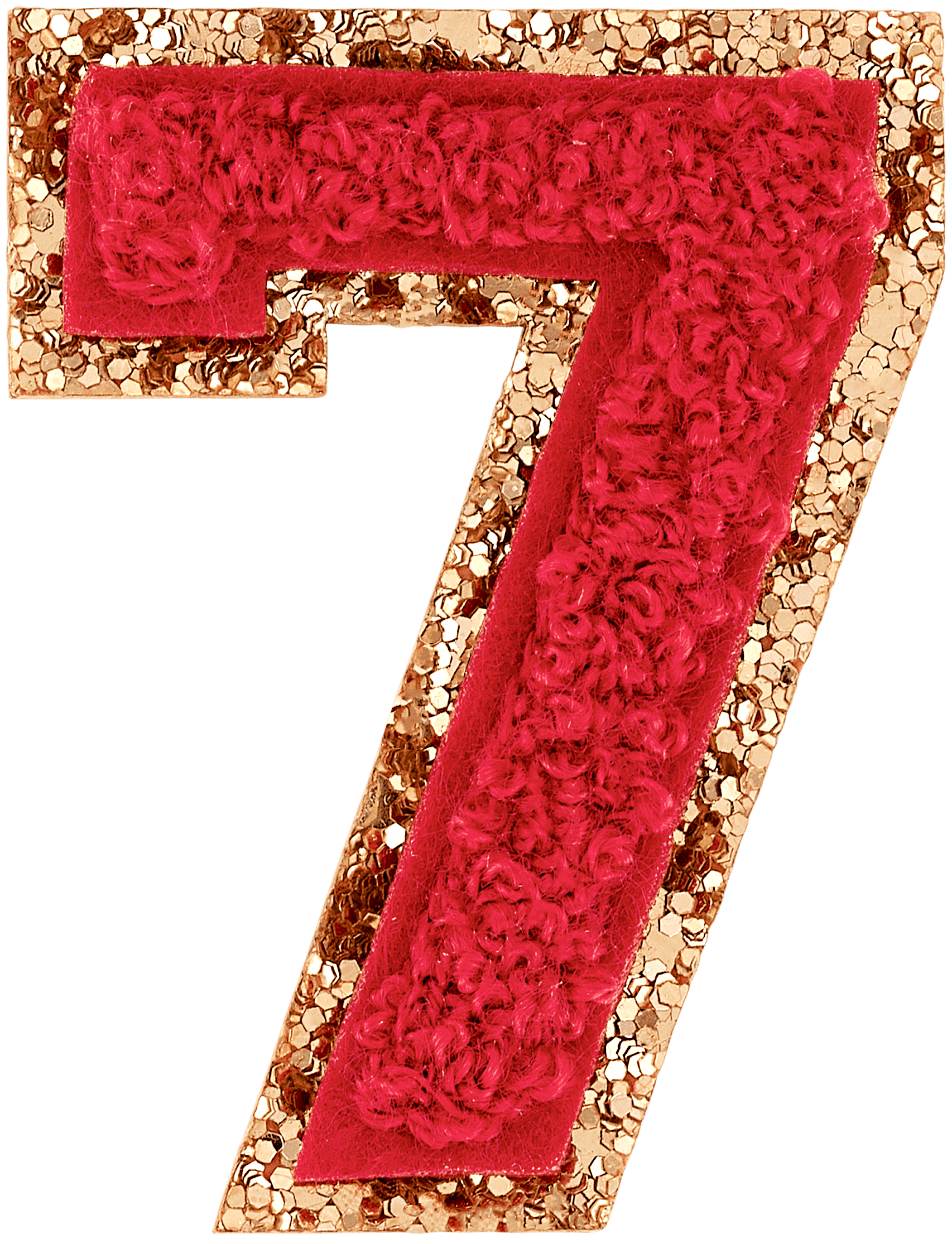 Ruby Glitter Varsity Number Patch