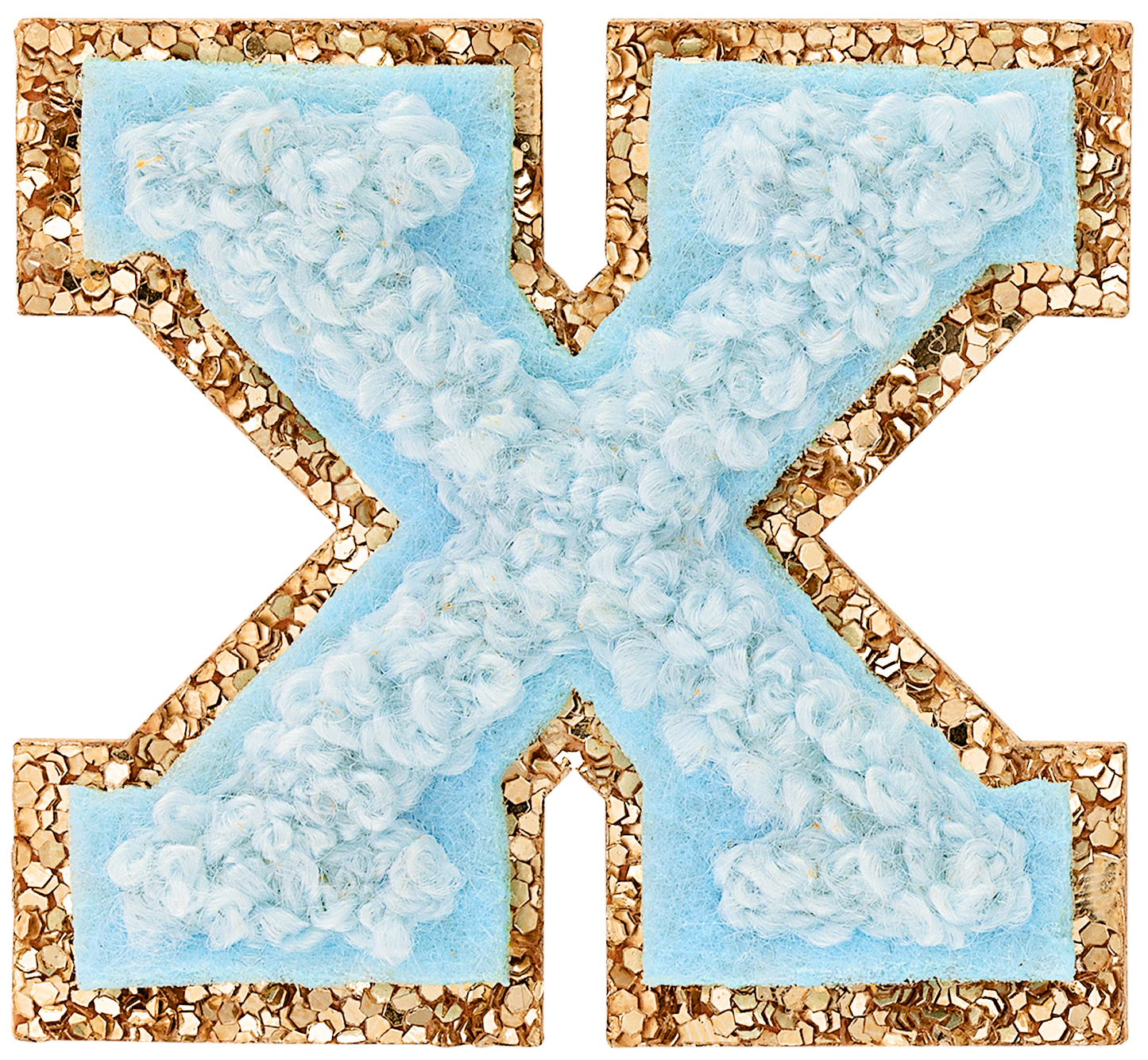 Sky Mini Glitter Varsity Letter Patch