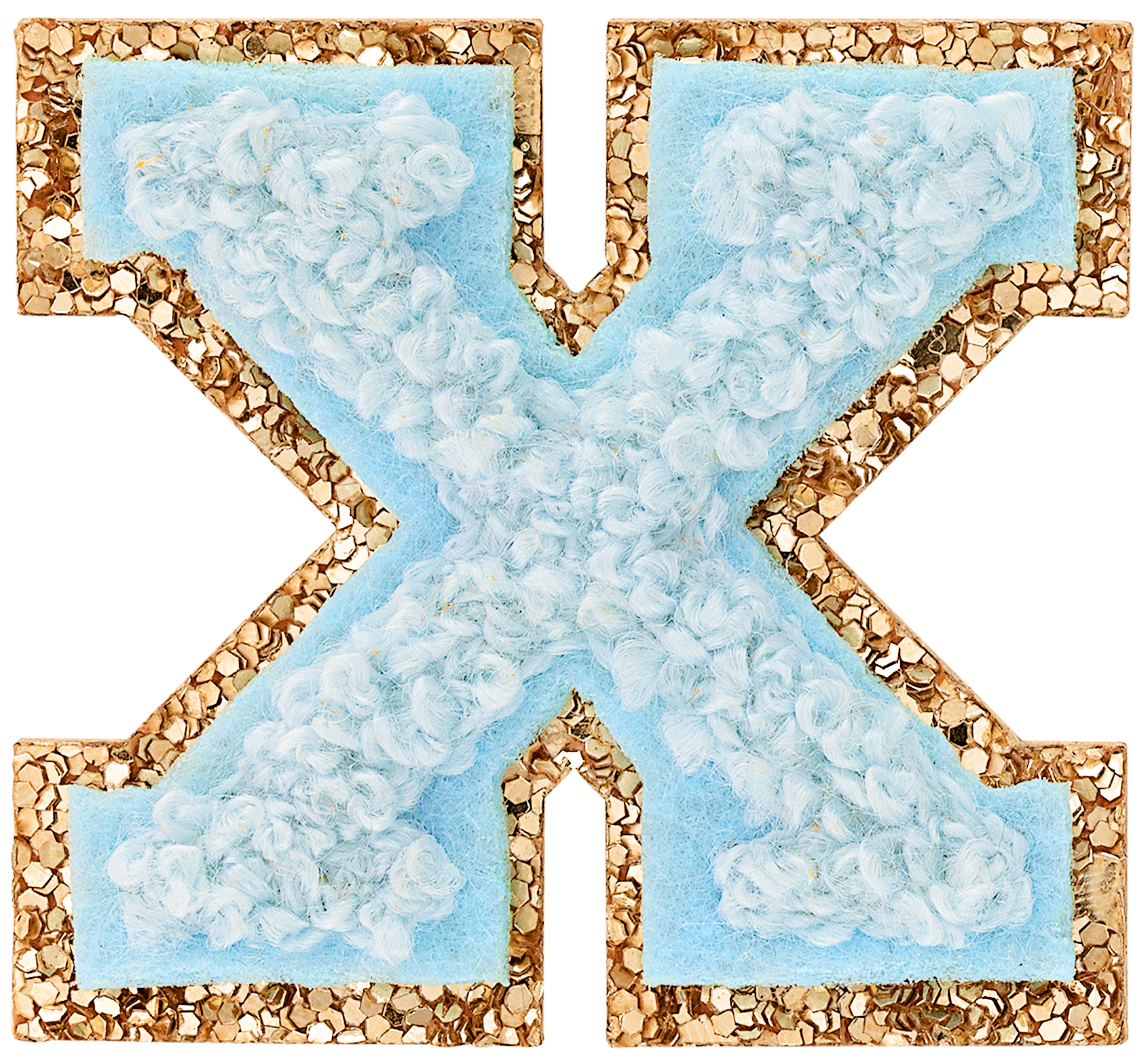 Sky Mini Glitter Varsity Letter Patch