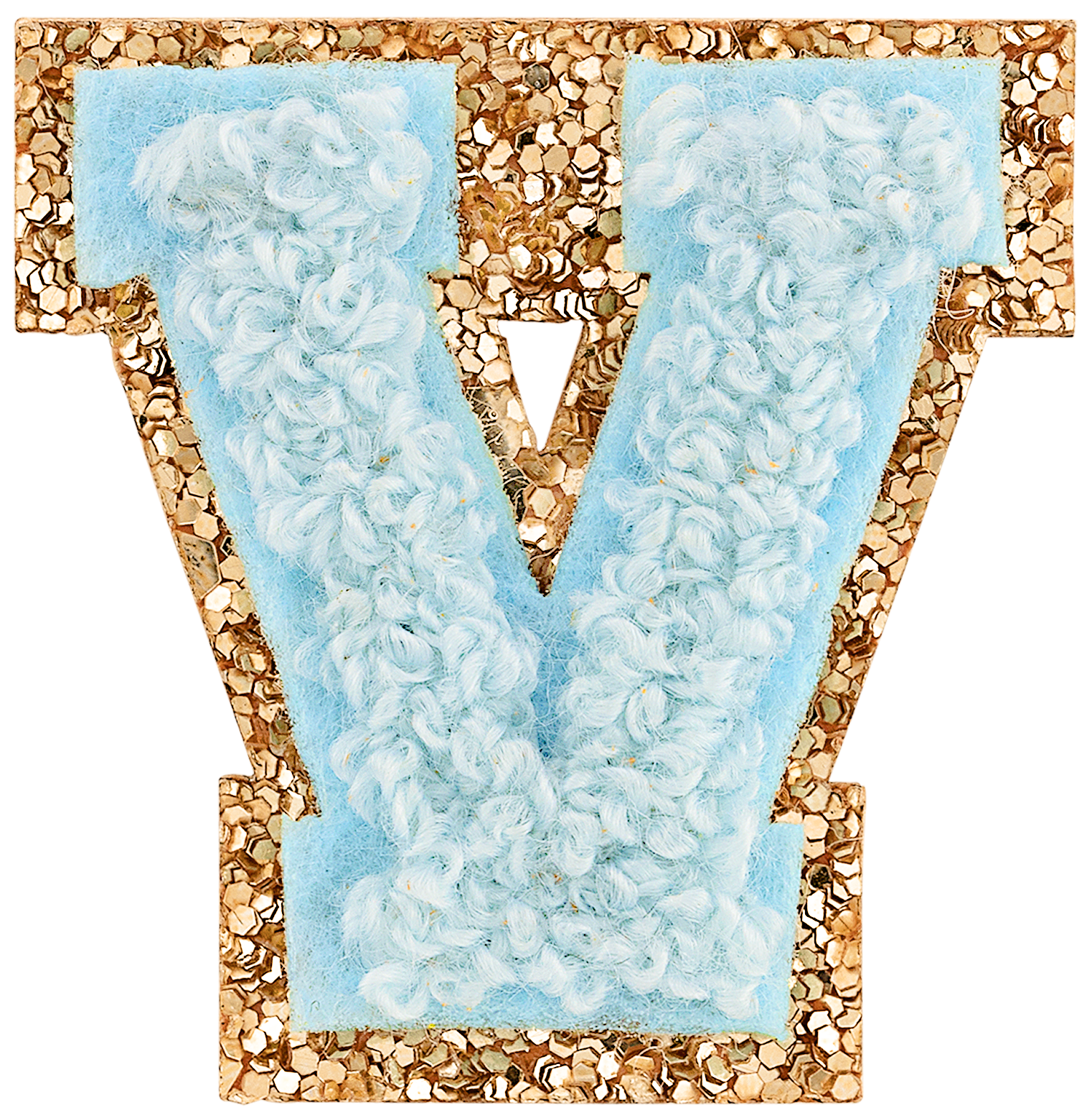 Sky Mini Glitter Varsity Letter Patch